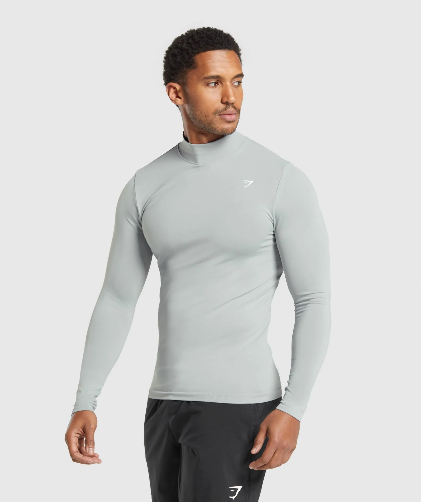 Gymshark Everyday Seamless Mock Long Sleeve T-Shirt - Silver Grey sold by Gymshark product image thumbnail 3