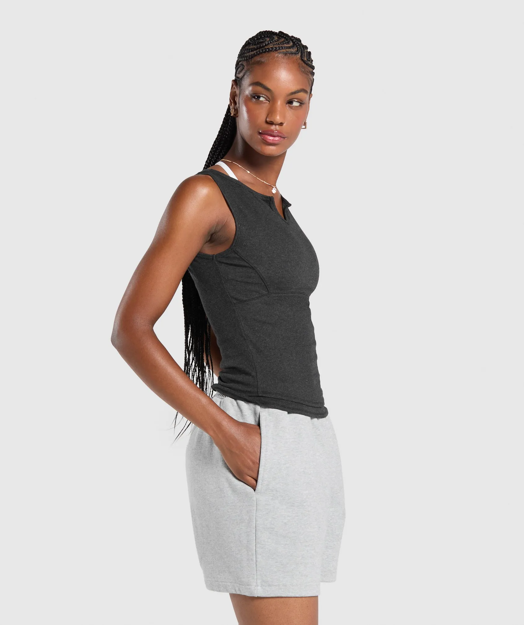Gymshark Rest Day Rib Top - Black Marl sold by Gymshark product image thumbnail 3
