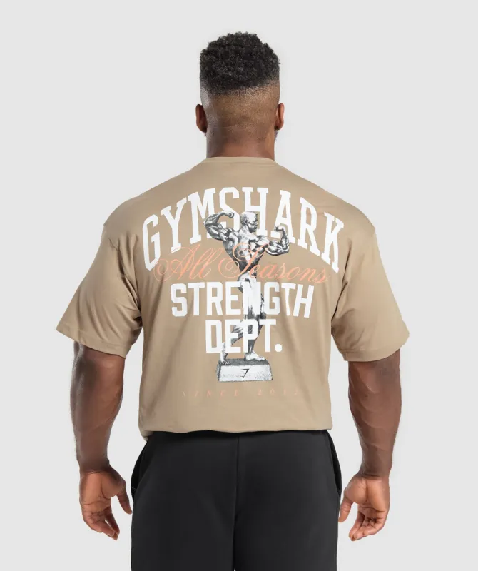 Gymshark Trophy Graphic T-Shirt - Cement Brown sold by Gymshark