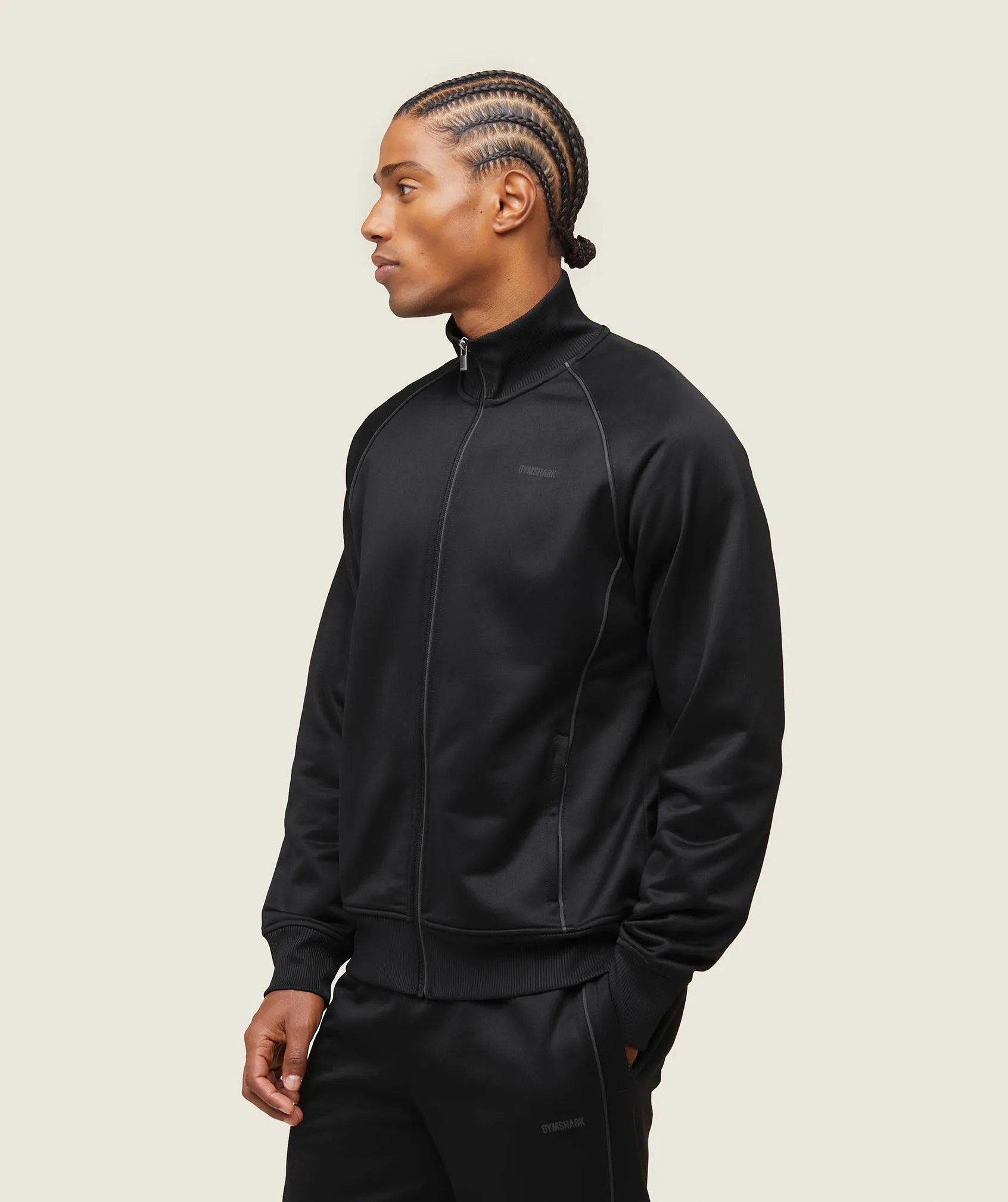 Gymshark everywear Track Jacket - Black/White sold by Gymshark