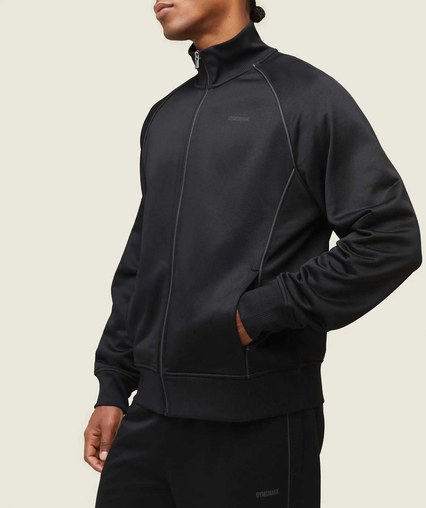 Gymshark everywear Track Jacket - Black/White sold by Gymshark product image thumbnail 3