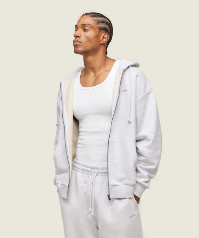 Gymshark everywear Relaxed Zip Hoodie - Bros Soft Grey Marl sold by Gymshark