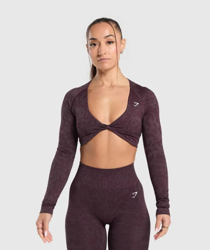 Gymshark Adapt Safari Long Sleeve Crop Top - Depth Purple/Greyed Purple sold by Gymshark