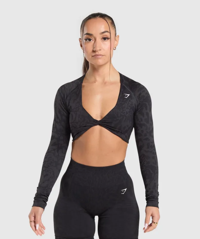 Gymshark Adapt Safari Long Sleeve Crop Top - Black/Asphalt Grey sold by Gymshark