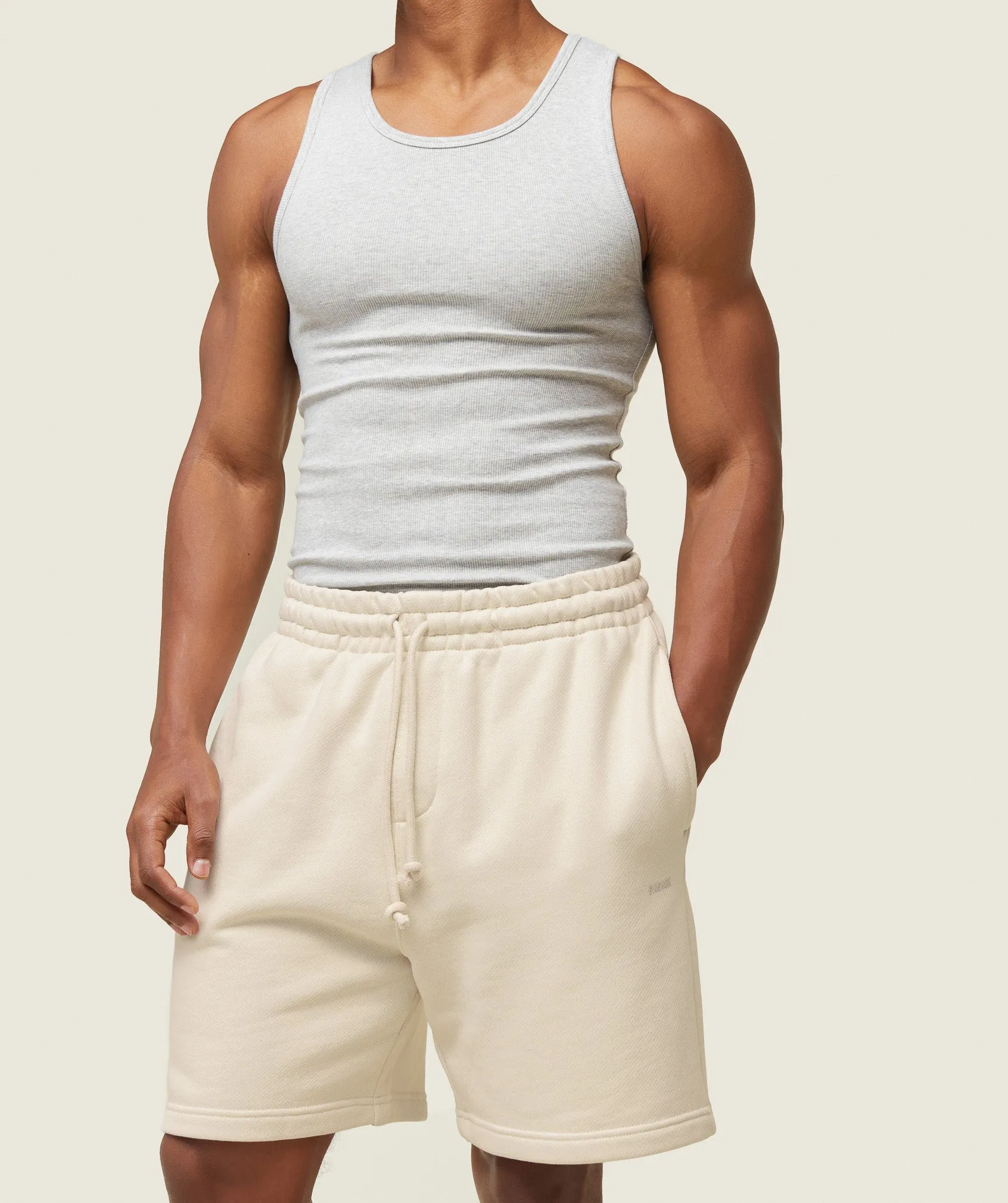 Gymshark everywear Sweat Shorts - Oat White sold by Gymshark product image thumbnail 3