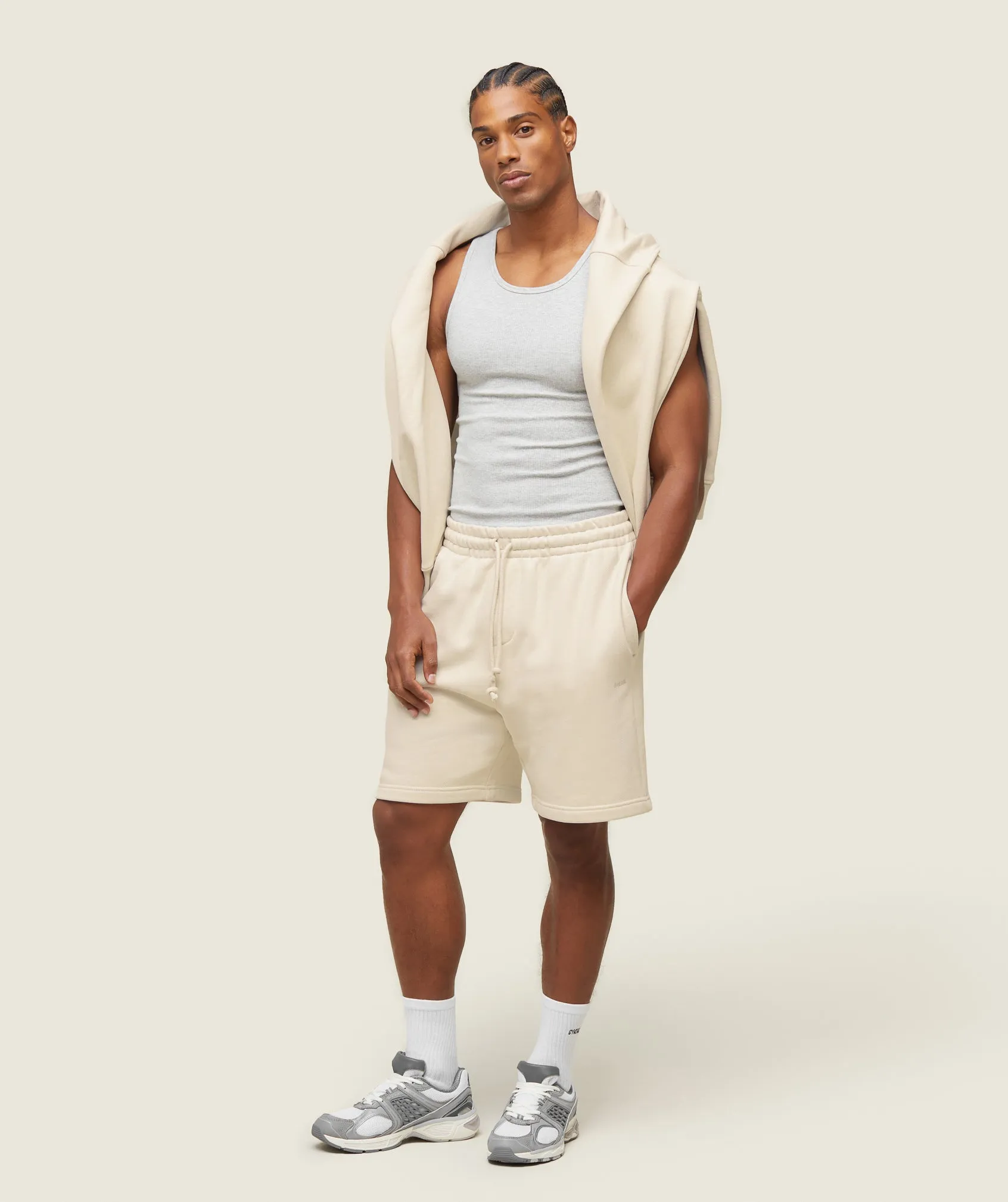 Gymshark everywear Sweat Shorts - Oat White sold by Gymshark product image thumbnail 5