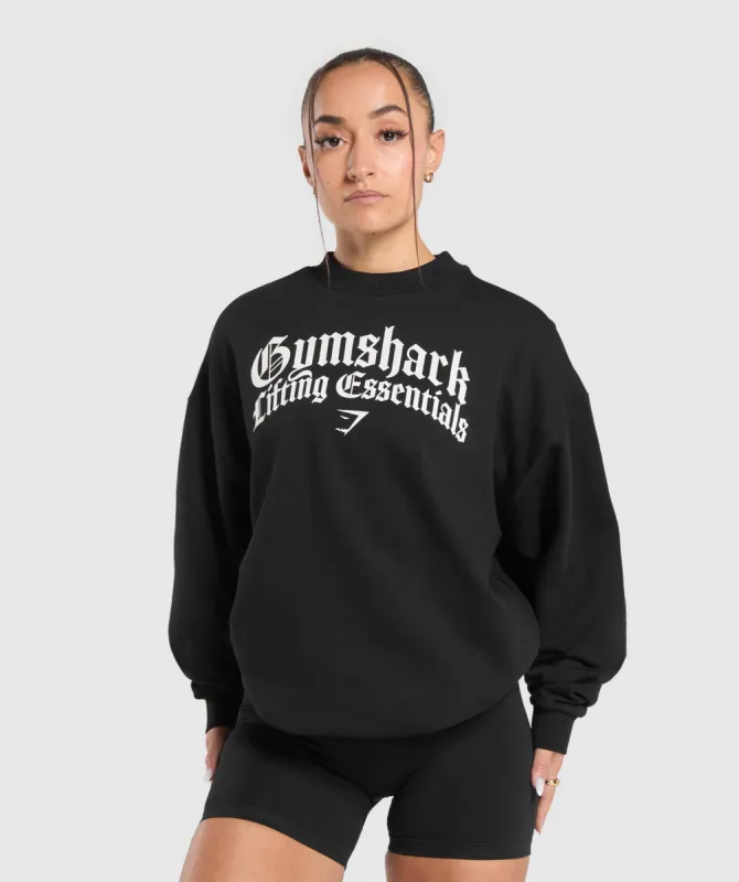 Gymshark Lifting Essentials Oversized Sweatshirt - Black sold by Gymshark