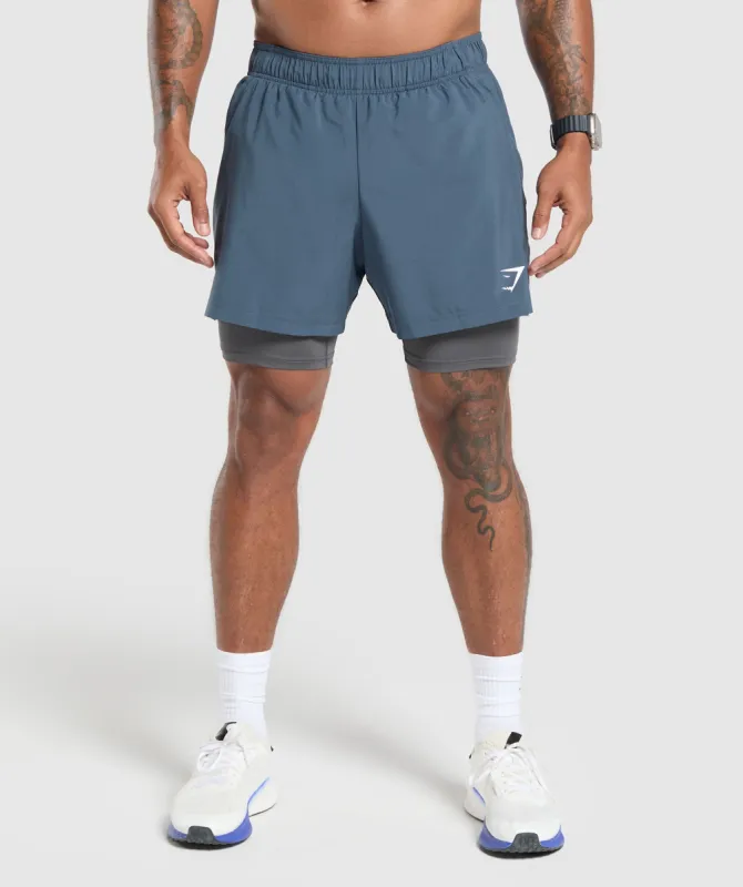Gymshark Sport 5" 2 in 1 Shorts - Cargo Blue/Dark Grey sold by Gymshark
