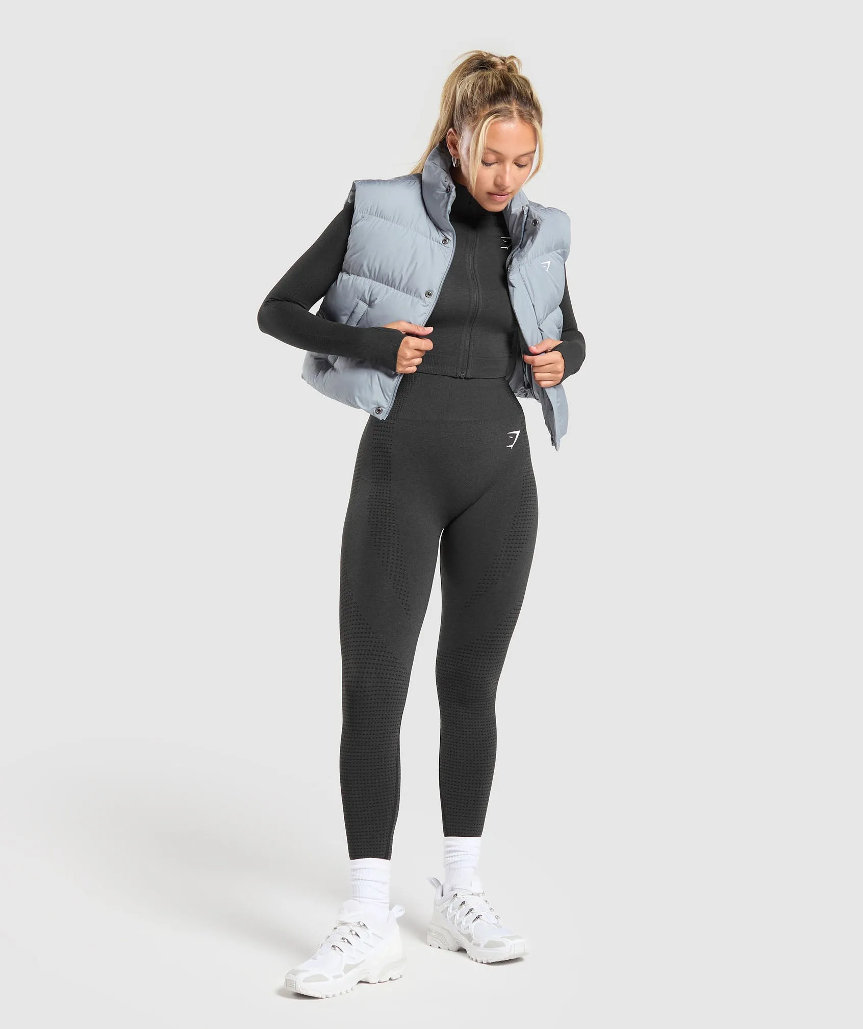 Gymshark Cropped Midi Gilet - Denim Grey sold by Gymshark product image thumbnail 4