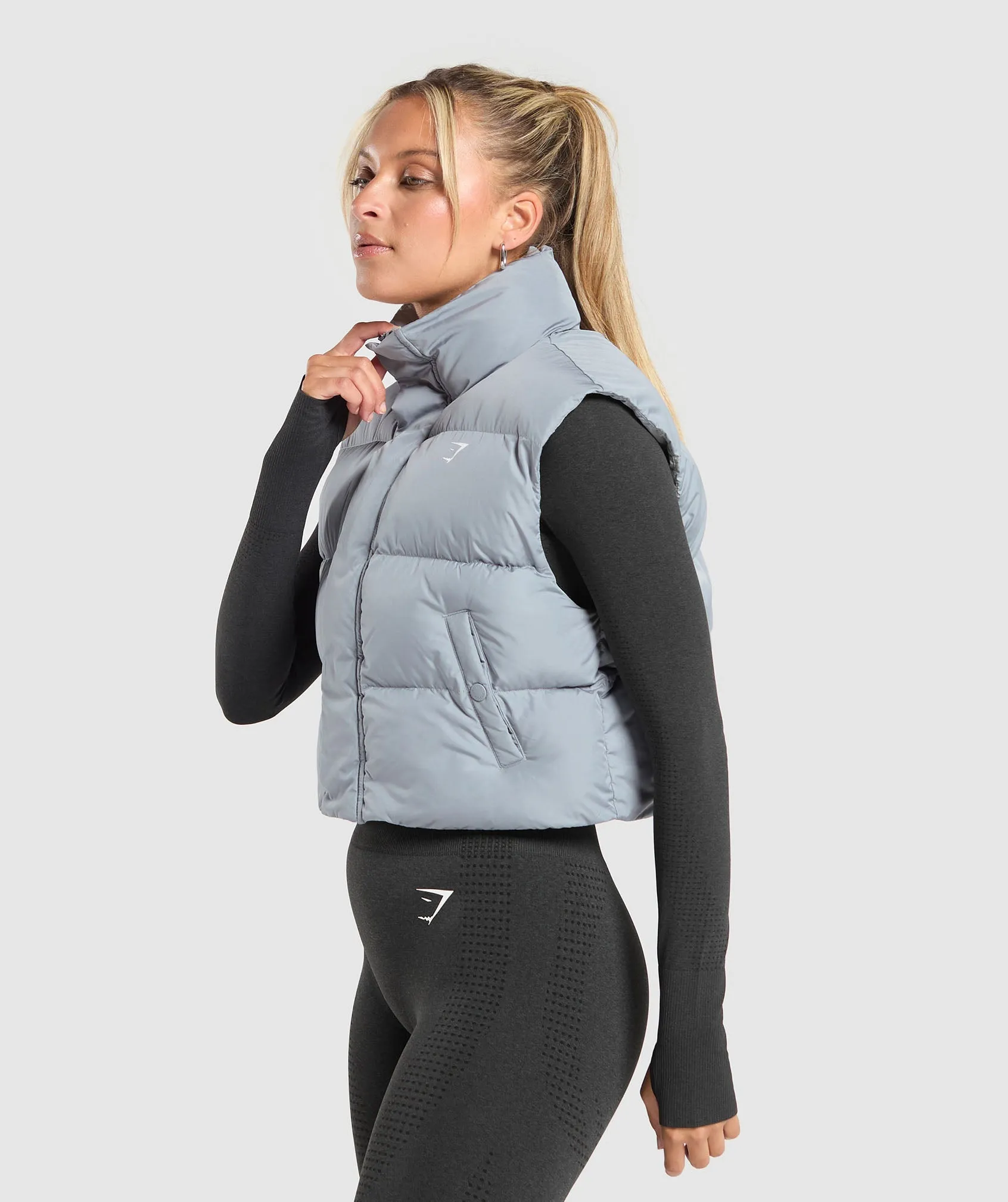 Gymshark Cropped Midi Gilet - Denim Grey sold by Gymshark product image thumbnail 3
