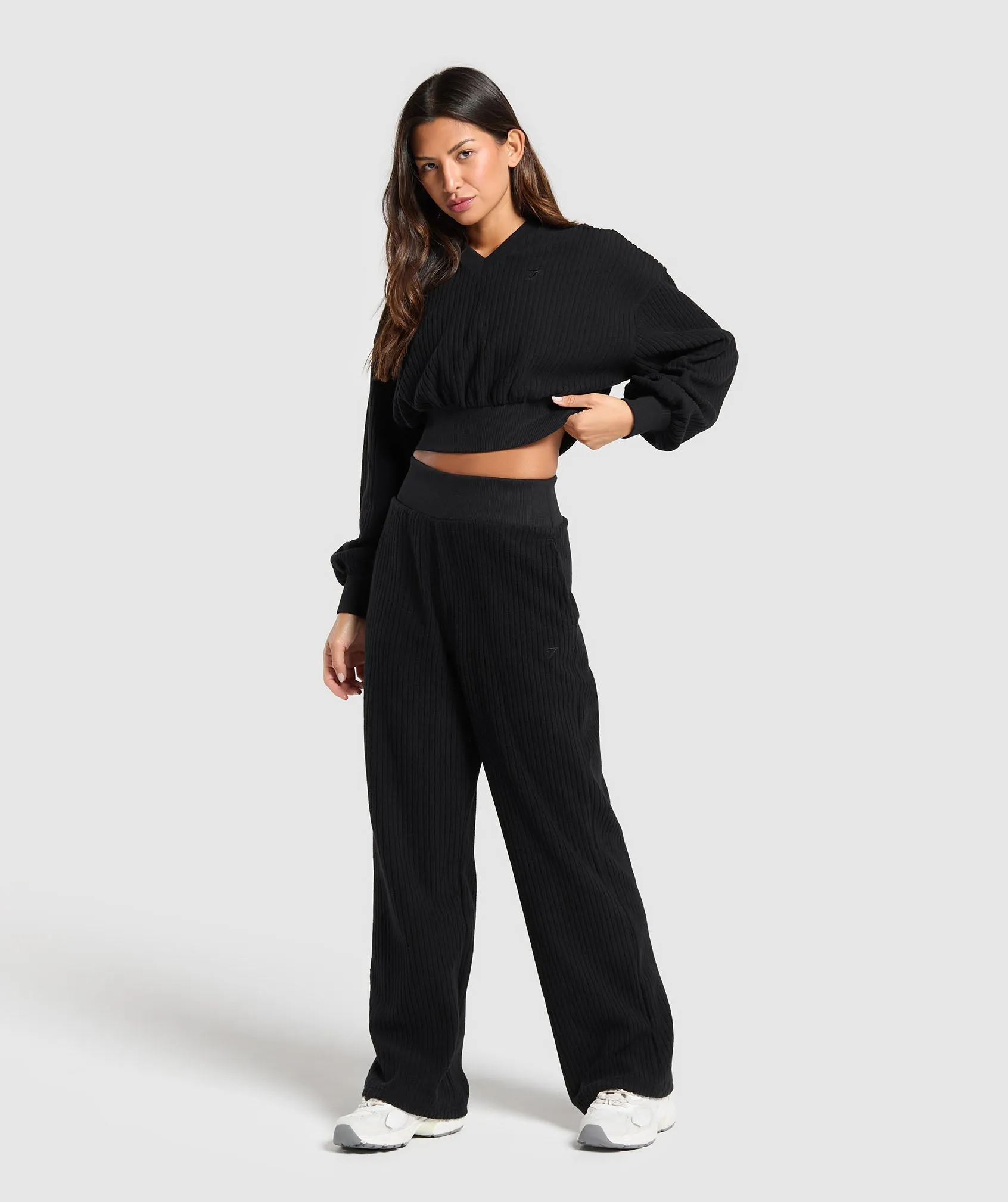 Gymshark Cropped Cord Sweater - Black sold by Gymshark