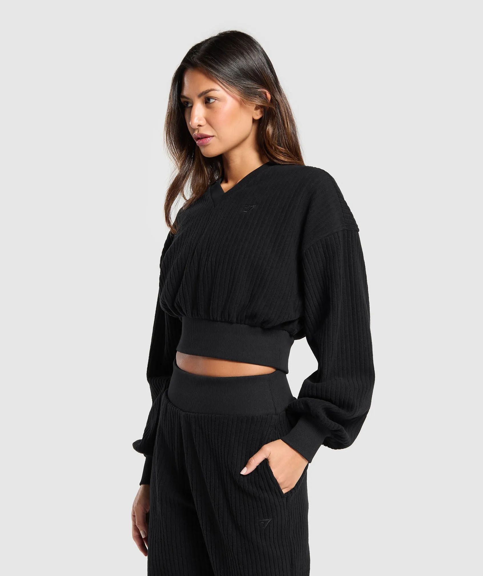 Gymshark Cropped Cord Sweater - Black sold by Gymshark product image thumbnail 5