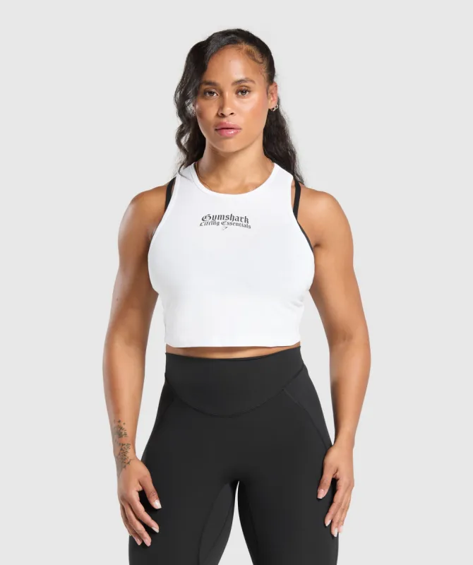 Gymshark Lifting Essentials Cropped Tank - White sold by Gymshark