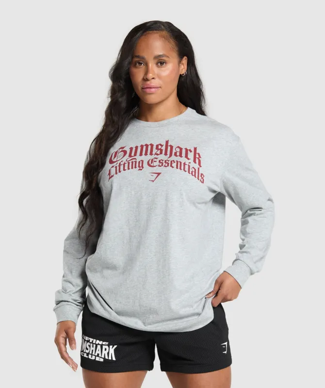 Gymshark Lifting Essentials Long Sleeve Top - Light Grey Core Marl sold by Gymshark