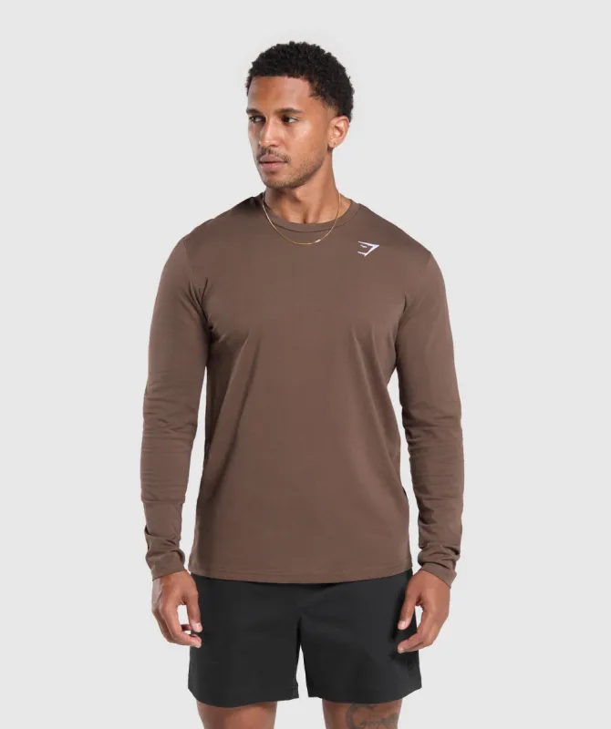Gymshark Crest Long Sleeve T-Shirt - Walnut Brown sold by Gymshark