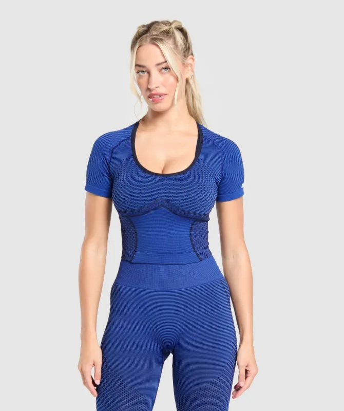 Gymshark Sport Seamless Midi Top - Force Blue/Pastel Blue sold by Gymshark