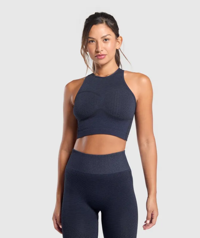 Gymshark Sport Seamless Cropped Tank - Heavy Blue/Iron Blue sold by Gymshark