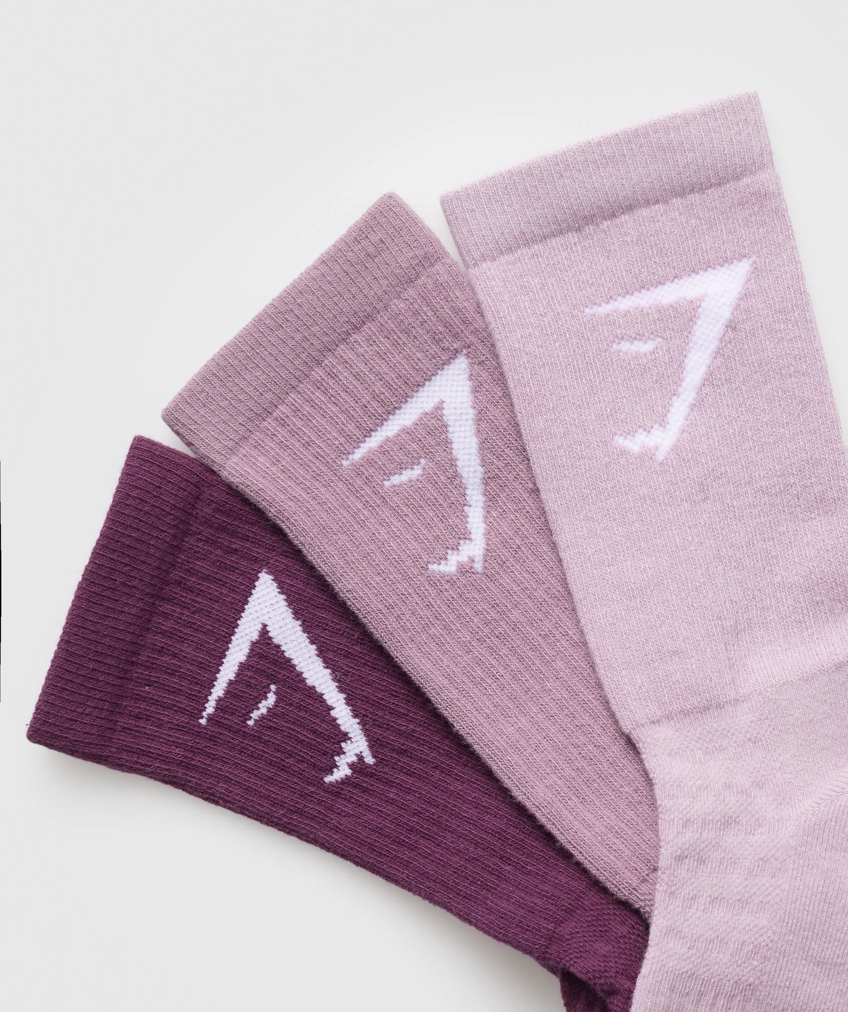 Gymshark Crew Socks 3pk - Magenta Purple/Soft Purple/Warm Lilac sold by Gymshark product image thumbnail 2