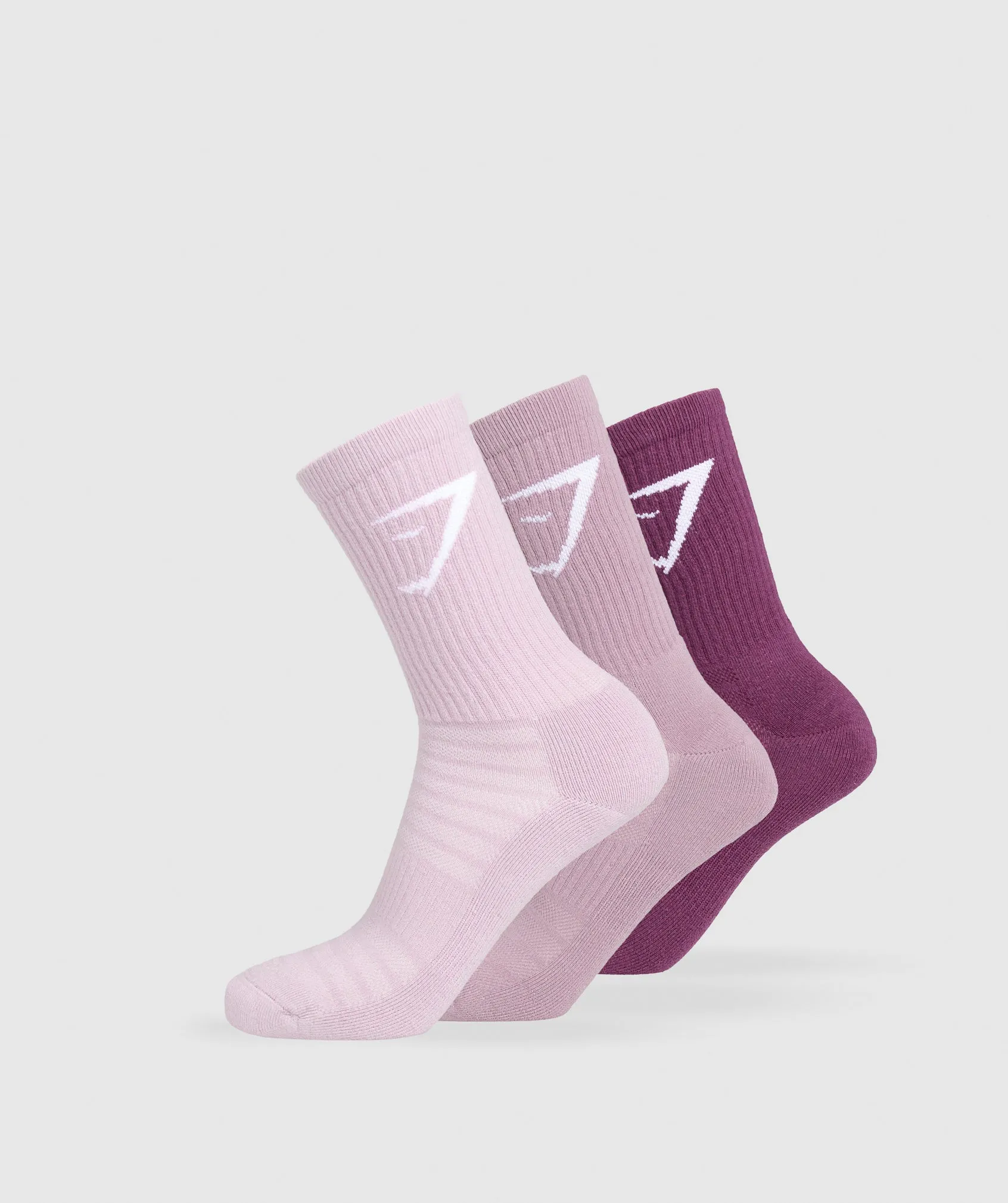 Gymshark Crew Socks 3pk - Magenta Purple/Soft Purple/Warm Lilac sold by Gymshark