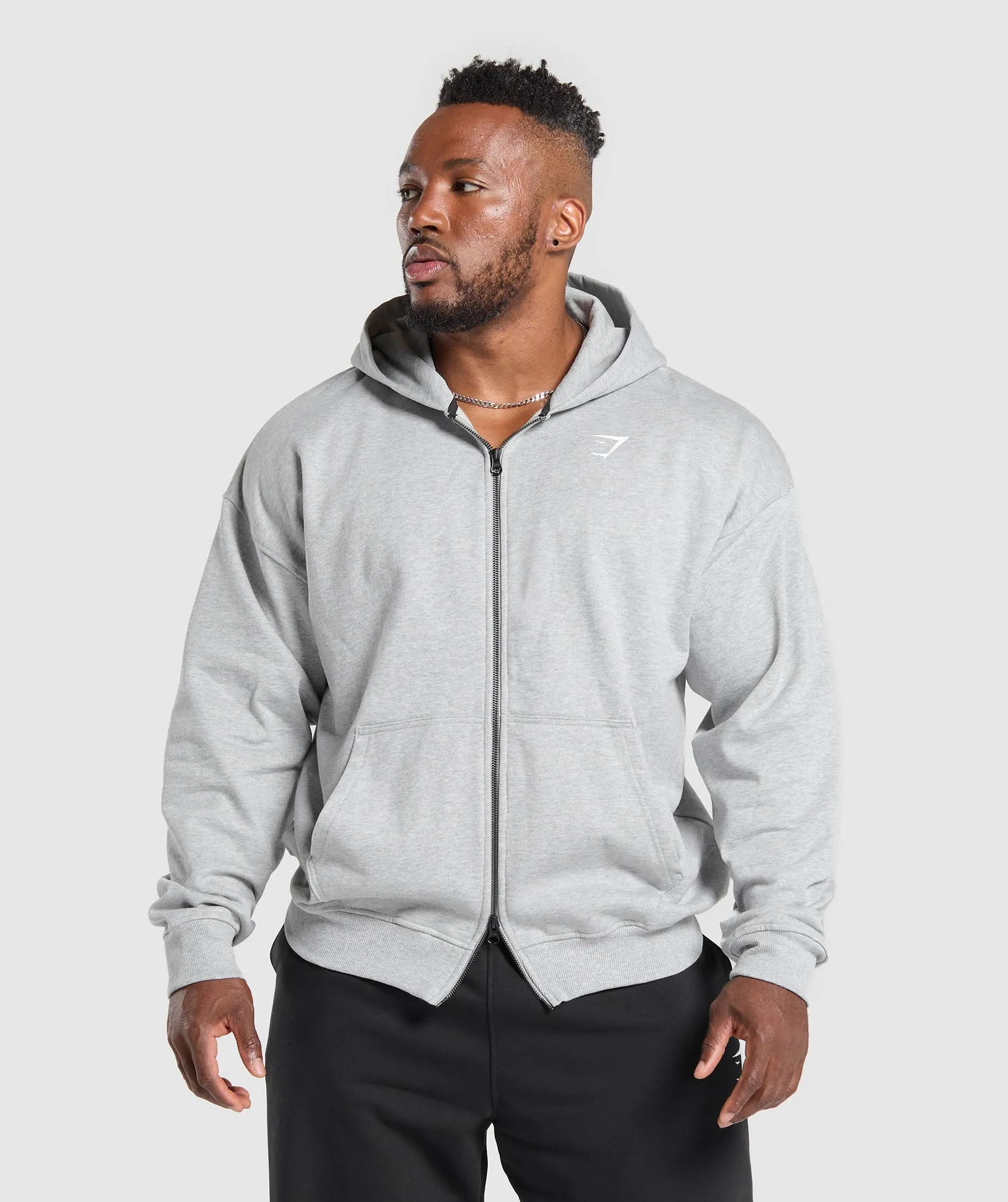 Gymshark Power Zip Up Hoodie - Light Grey Core Marl sold by Gymshark product image thumbnail 2