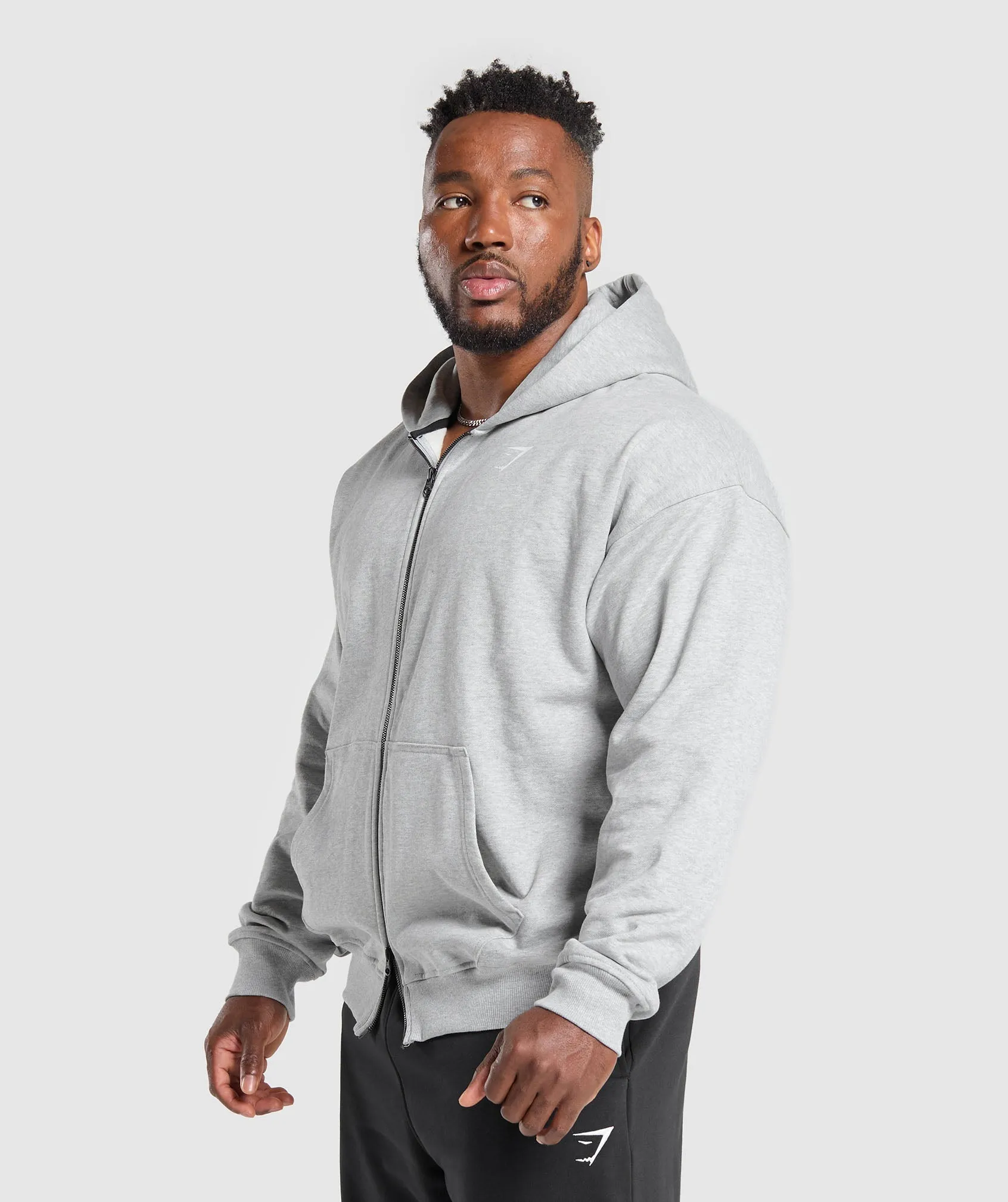 Gymshark Power Zip Up Hoodie - Light Grey Core Marl sold by Gymshark product image thumbnail 3