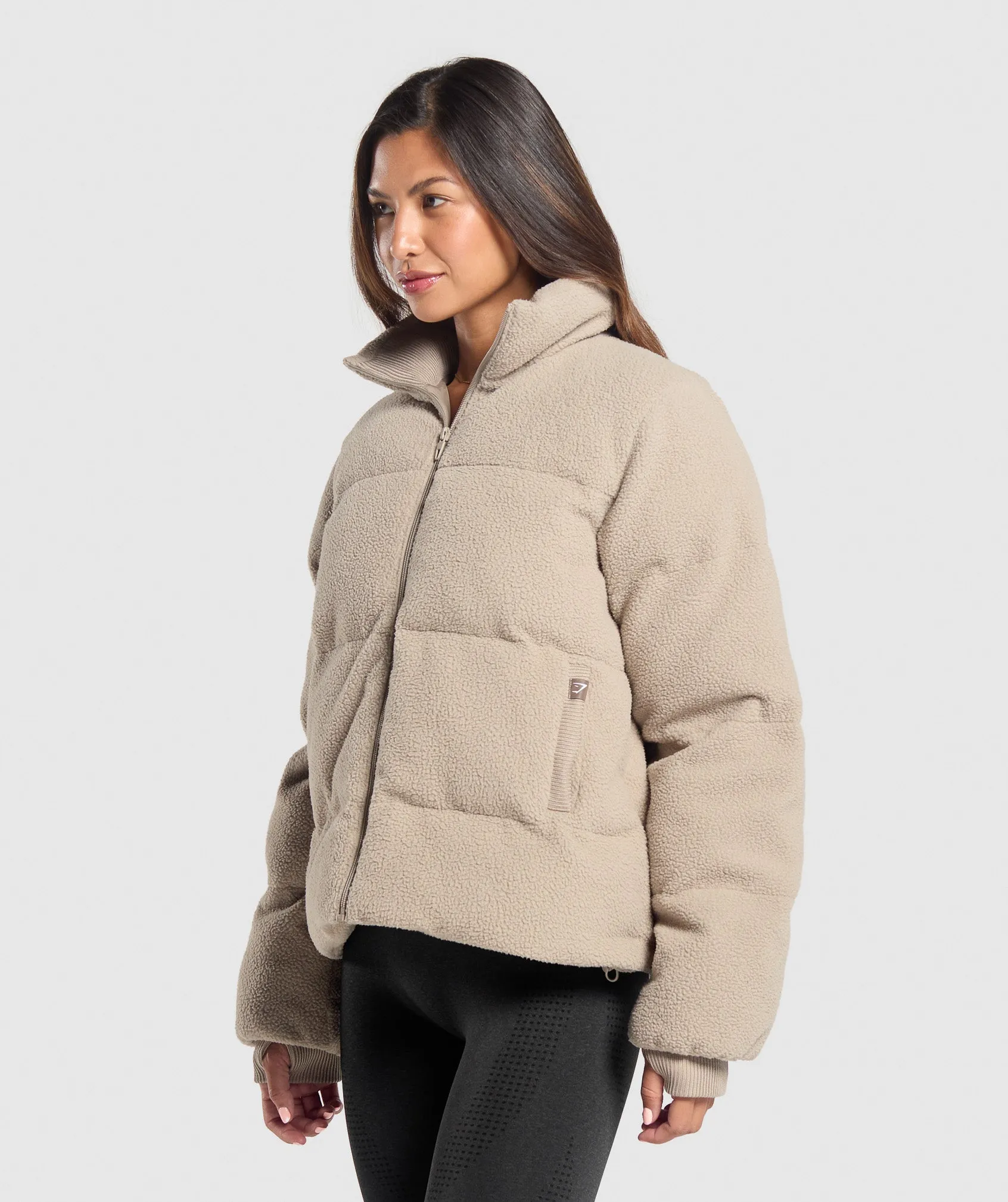 Gymshark Sherpa Puffer Jacket - Sand Brown sold by Gymshark product image thumbnail 3