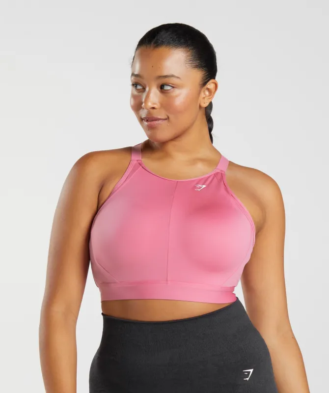 Gymshark High Neck High Support Sports Bra, B/C-E/F - Bloom Pink sold by Gymshark