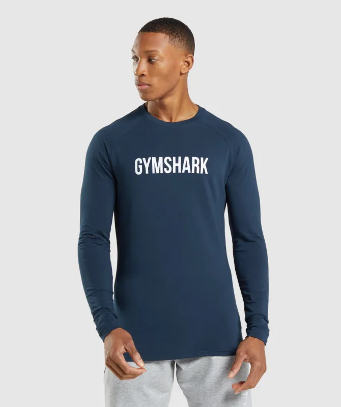 Gymshark Apollo Long Sleeve T-Shirt - Navy sold by Gymshark