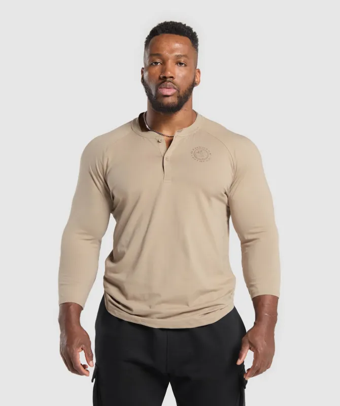 Gymshark Legacy Henley - Cement Brown sold by Gymshark