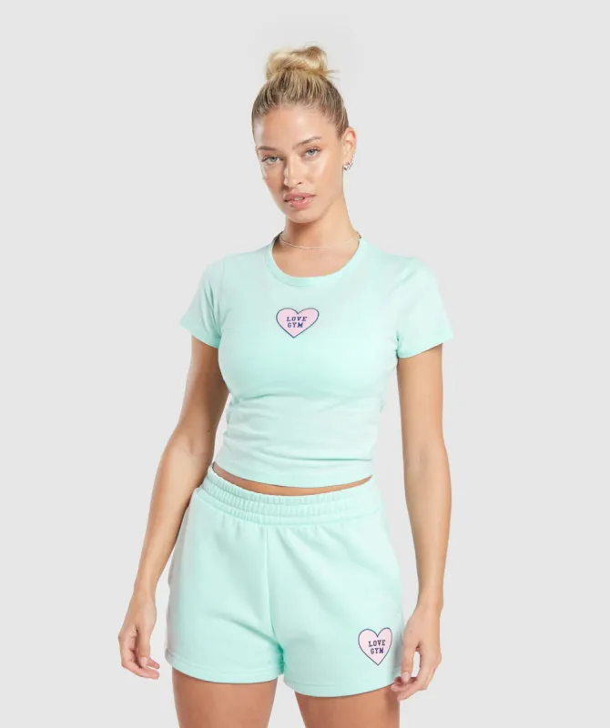 Gymshark Love Hearts Crop Top - Serene Blue sold by Gymshark