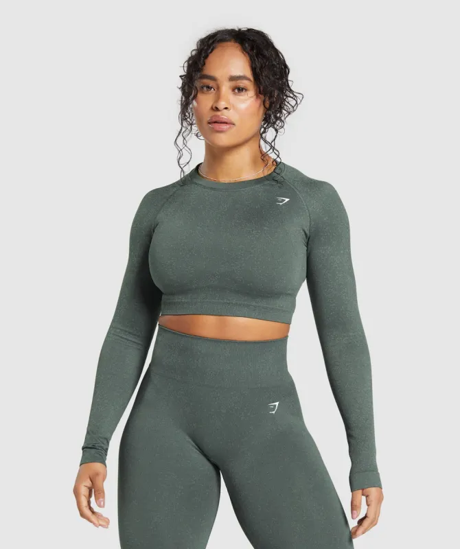 Gymshark Adapt Fleck Seamless Long Sleeve Crop Top - Slate Teal/Cargo Teal sold by Gymshark