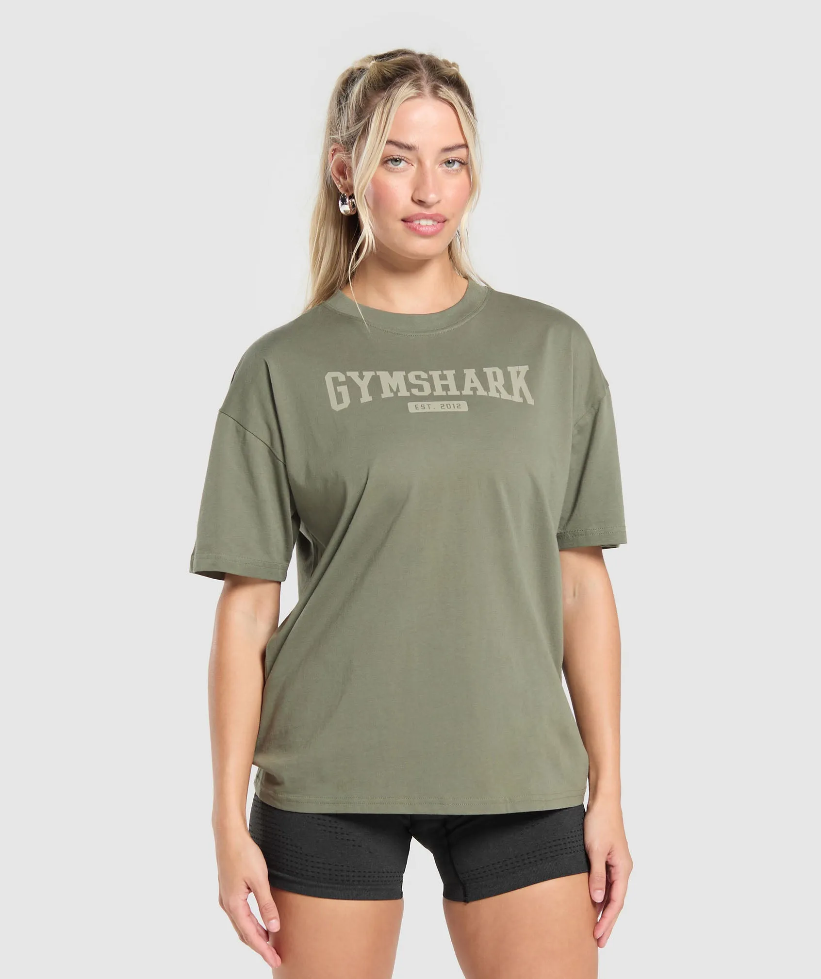 Gymshark Collegiate Lifestyle Oversized T-Shirt - Base Green sold by Gymshark