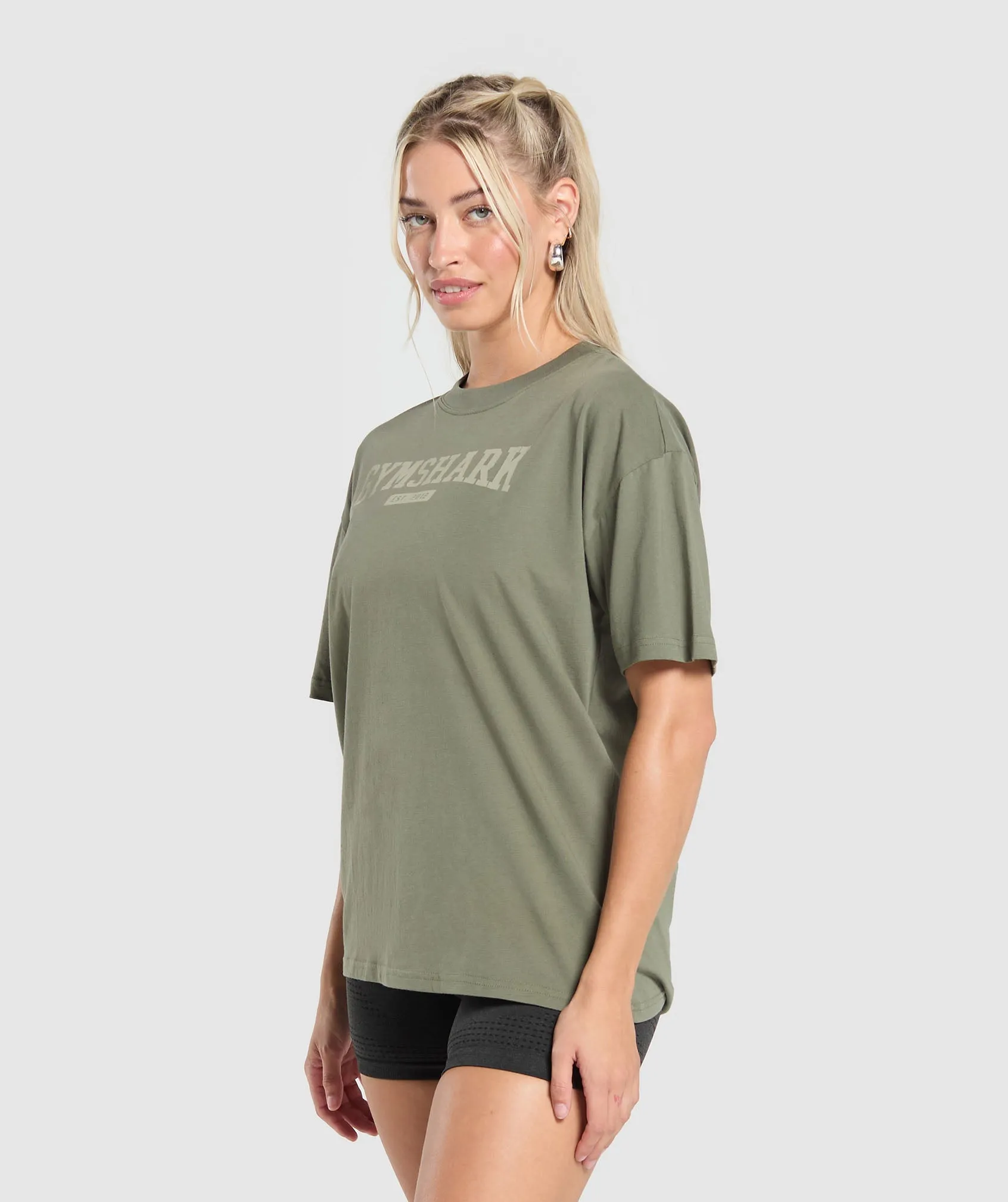 Gymshark Collegiate Lifestyle Oversized T-Shirt - Base Green sold by Gymshark product image thumbnail 3