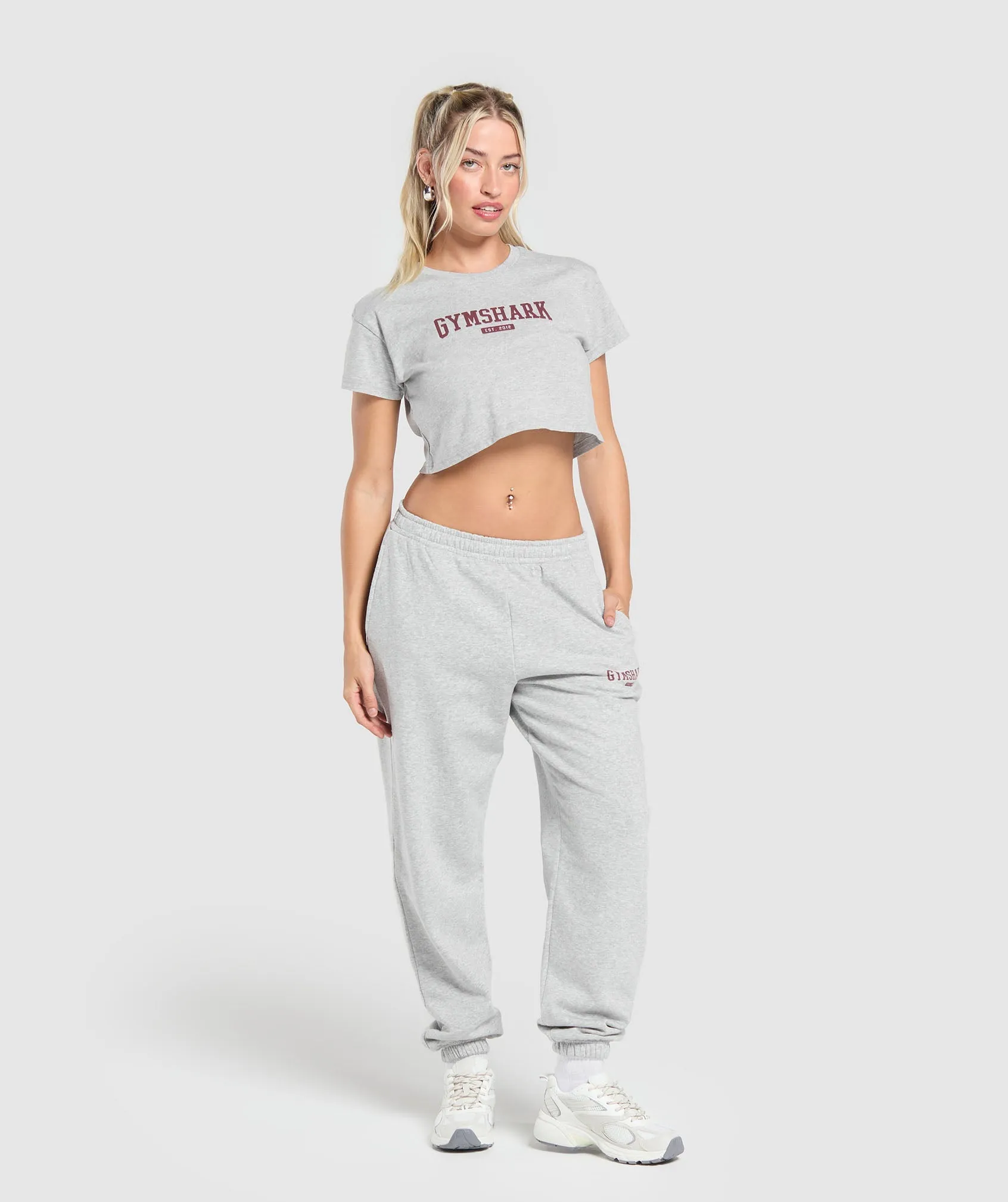 Gymshark Collegiate Lifestyle Fleece Joggers - Light Grey Core Marl sold by Gymshark product image thumbnail 4