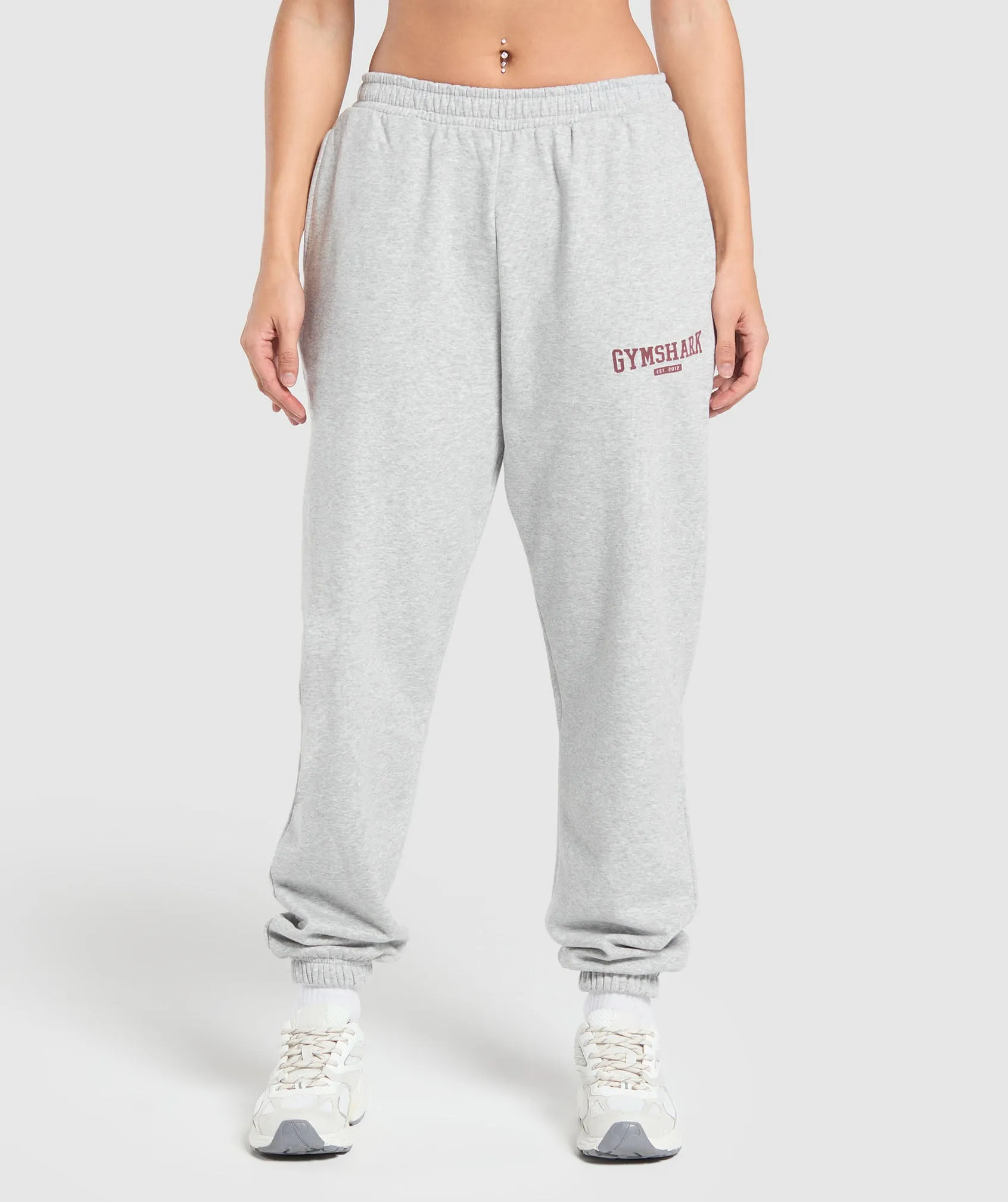Gymshark Collegiate Lifestyle Fleece Joggers - Light Grey Core Marl sold by Gymshark