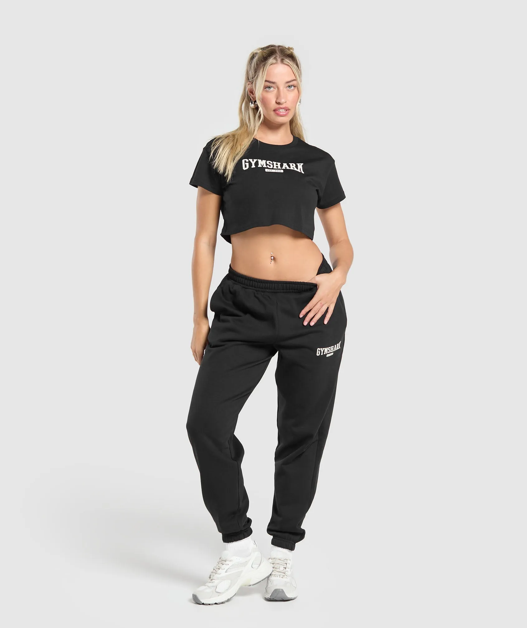 Gymshark Collegiate Lifestyle Fleece Joggers - Black sold by Gymshark product image thumbnail 4