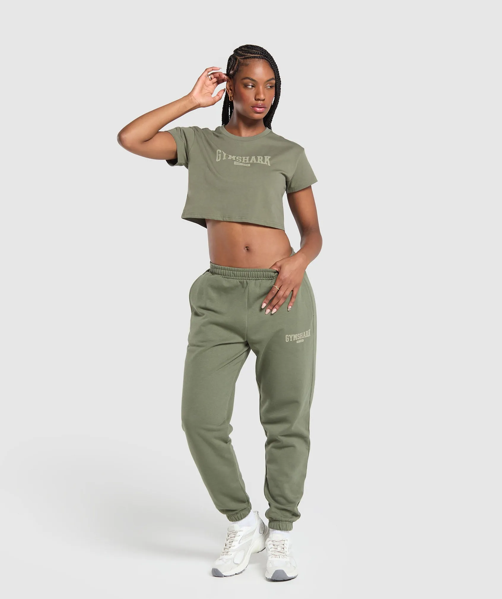 Gymshark Collegiate Lifestyle Fleece Joggers - Base Green sold by Gymshark product image thumbnail 4
