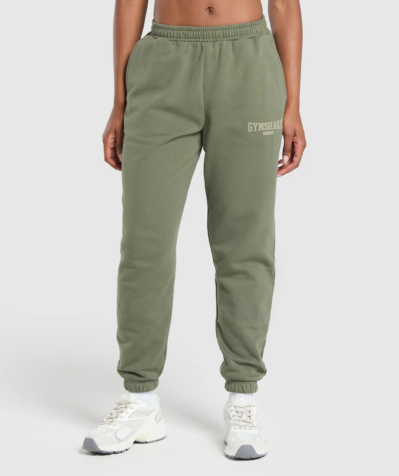 Gymshark Collegiate Lifestyle Fleece Joggers - Base Green sold by Gymshark