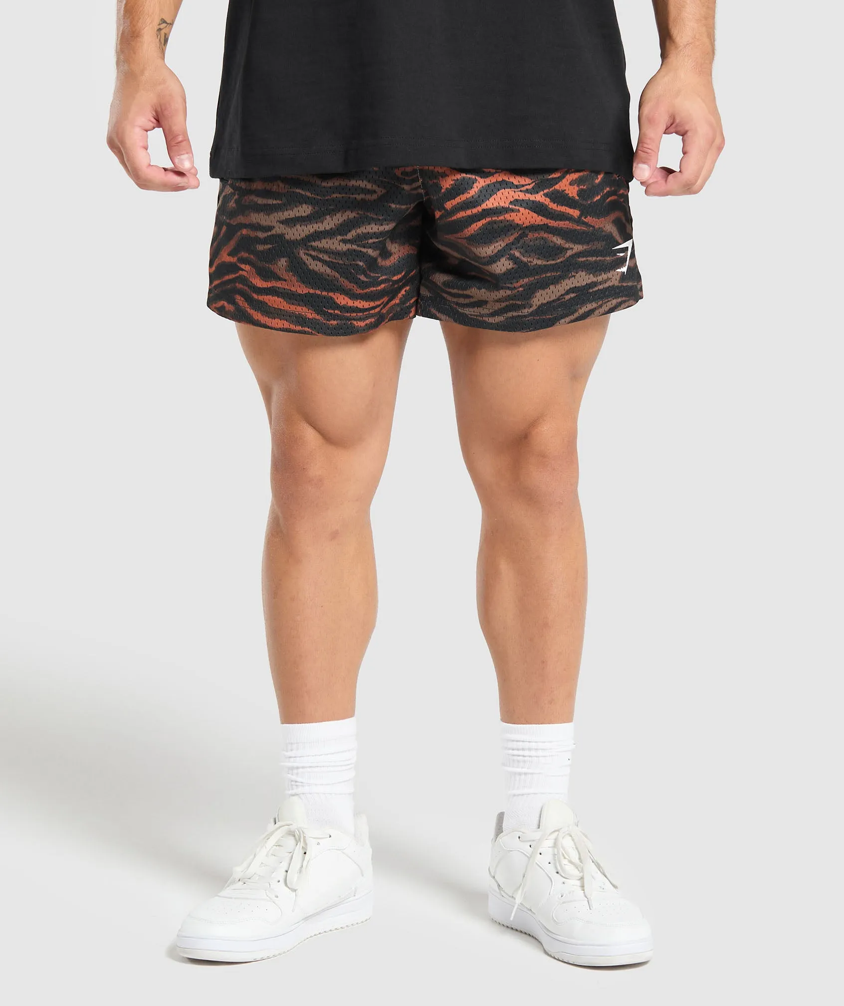 Gymshark Printed Mesh 5" Shorts - Terracotta Orange sold by Gymshark