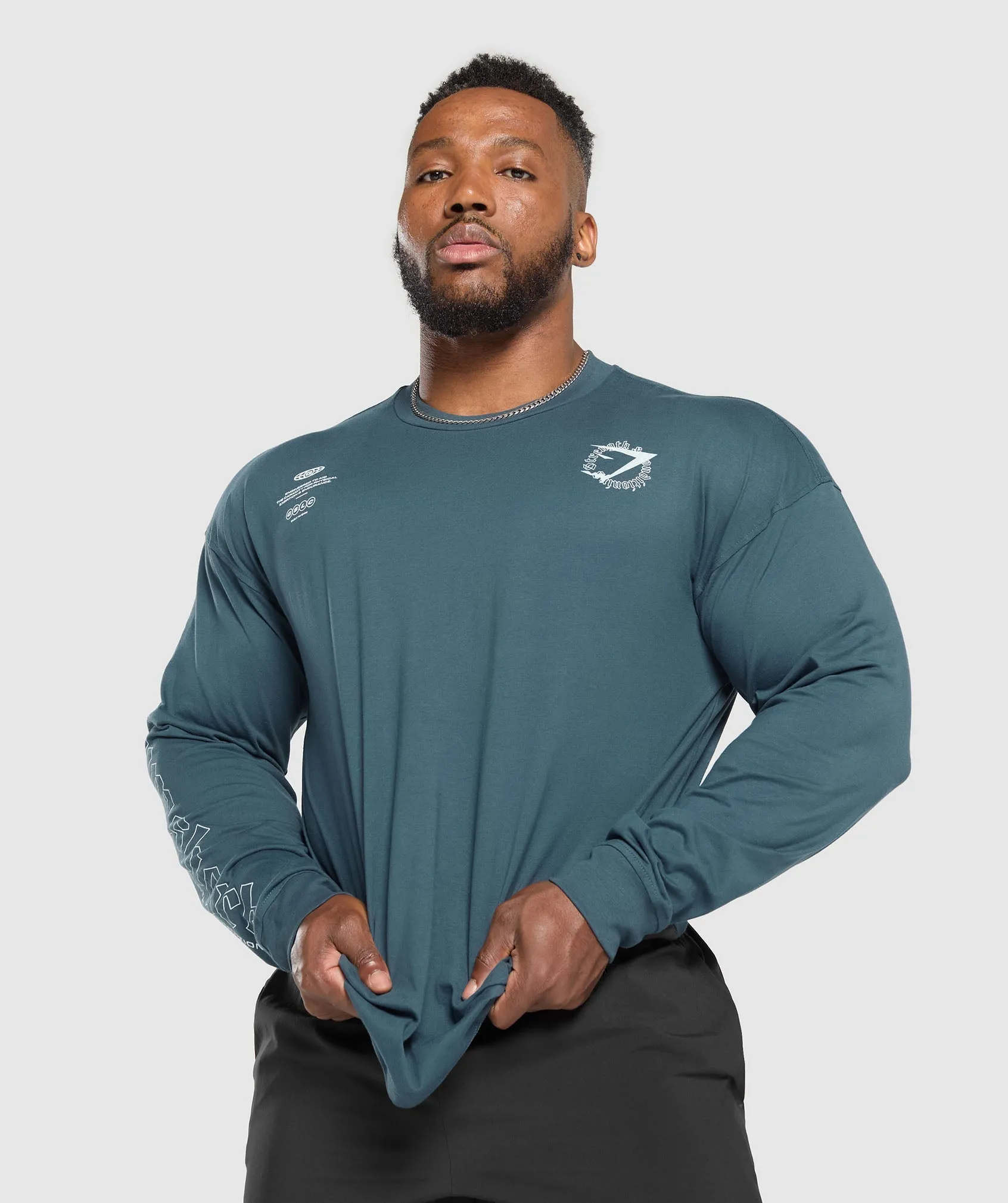 Gymshark Strength and Conditioning Long Sleeve T-Shirt - Cargo Blue sold by Gymshark product image thumbnail 4