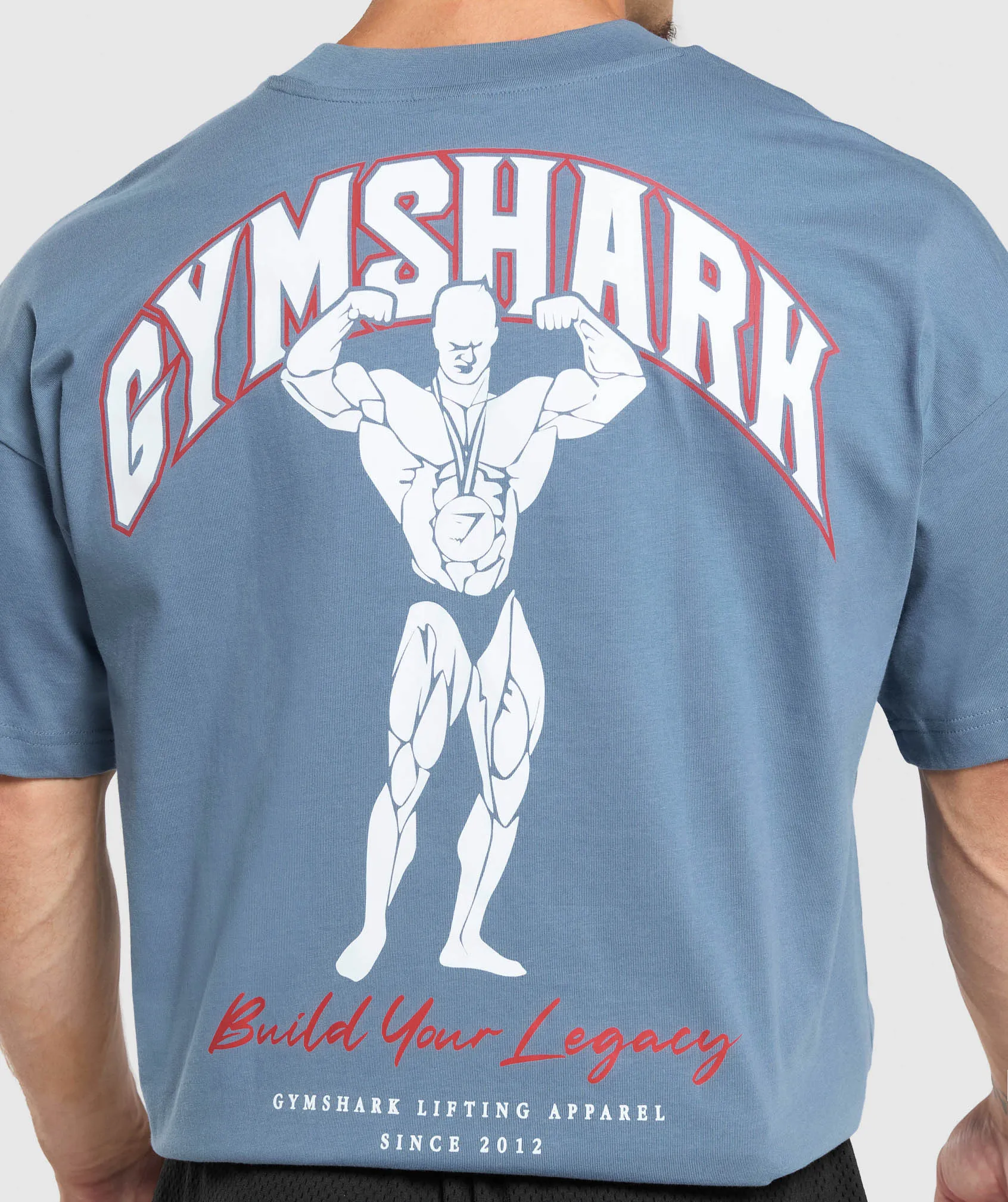 Gymshark Build Your Legacy Graphic T-Shirt - Faded Blue sold by Gymshark product image thumbnail 4