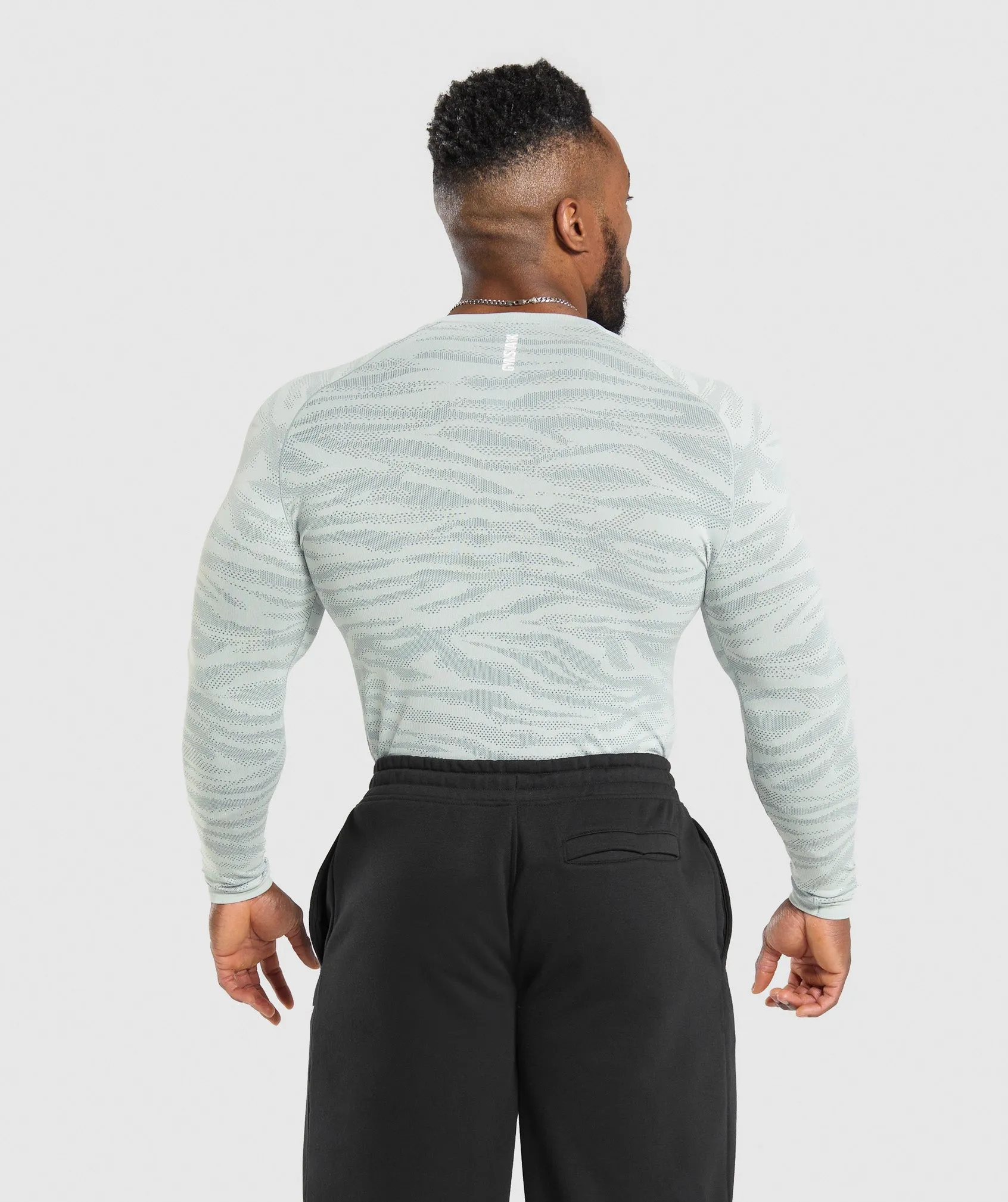 Gymshark Geo Animal Seamless Long Sleeve T-Shirt - Cool Blue/Cargo Blue sold by Gymshark product image thumbnail 2
