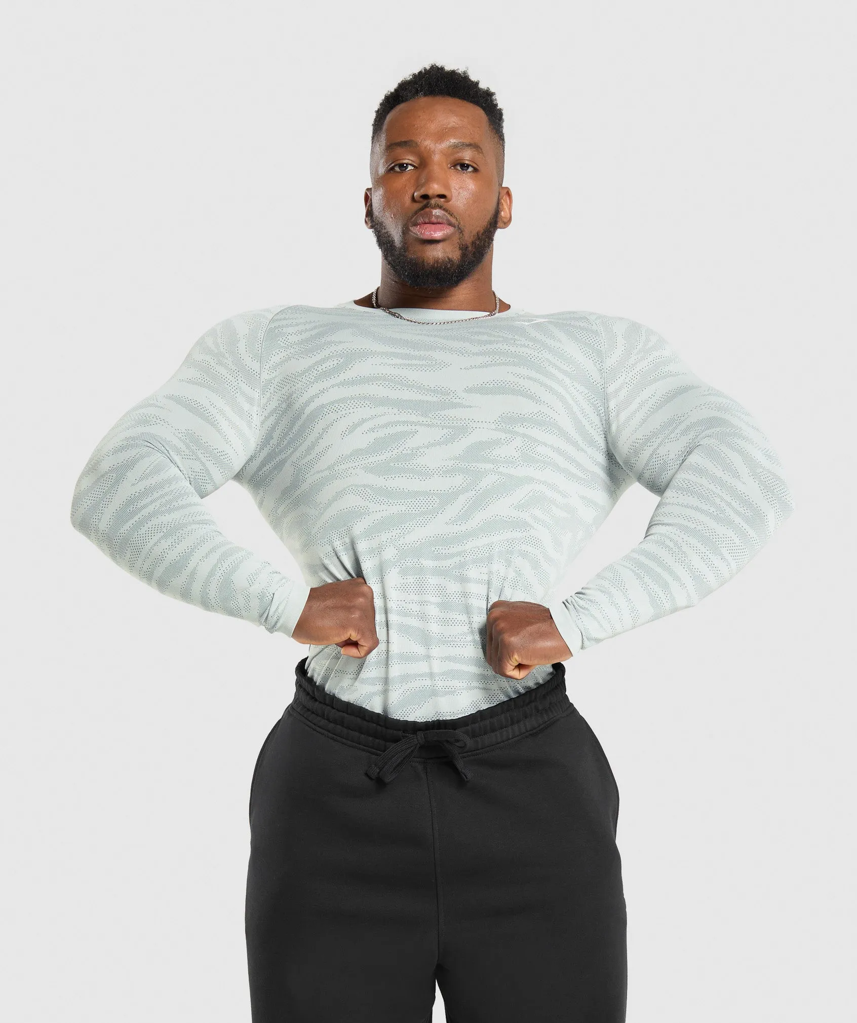 Gymshark Geo Animal Seamless Long Sleeve T-Shirt - Cool Blue/Cargo Blue sold by Gymshark product image thumbnail 5