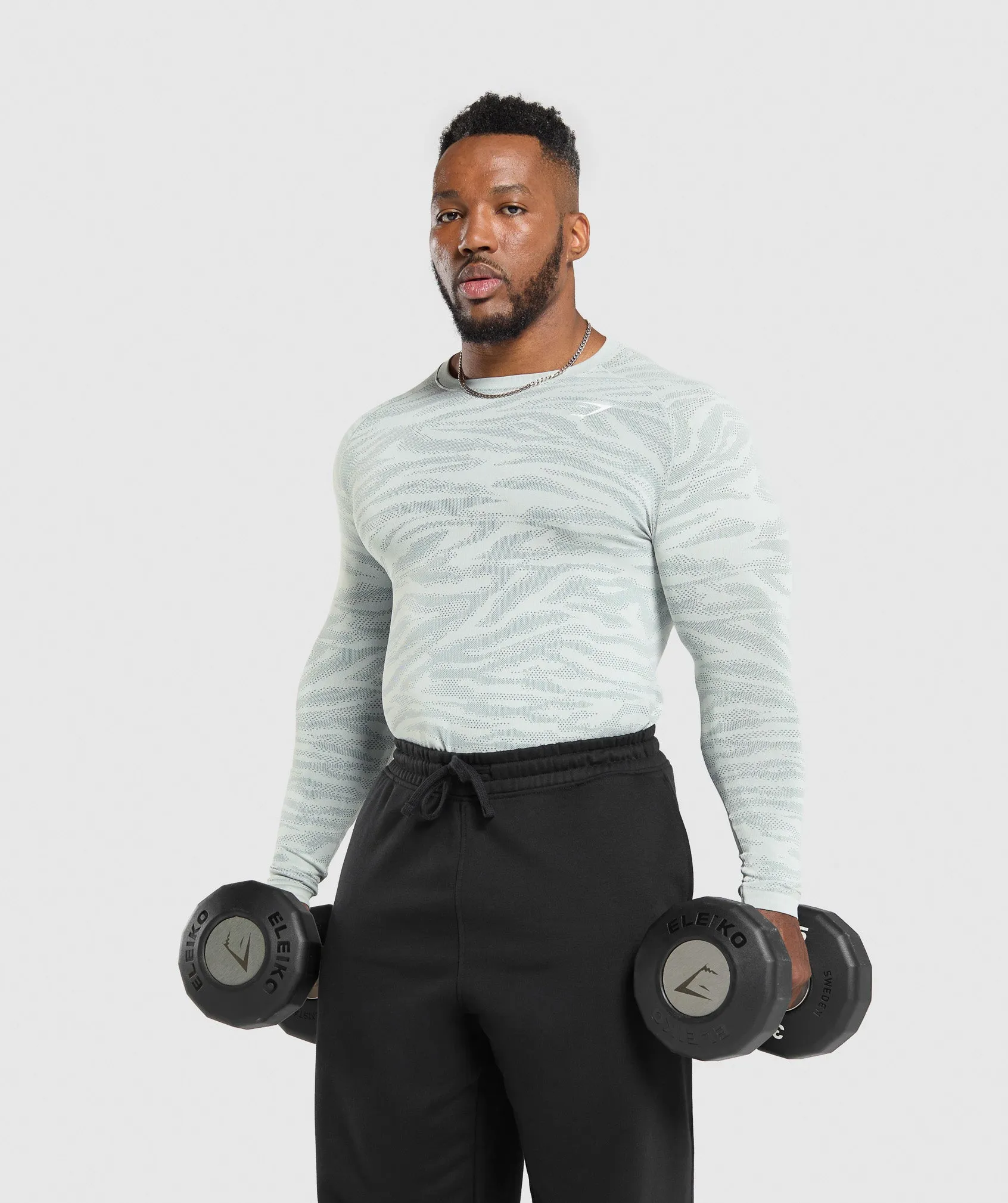 Gymshark Geo Animal Seamless Long Sleeve T-Shirt - Cool Blue/Cargo Blue sold by Gymshark product image thumbnail 3