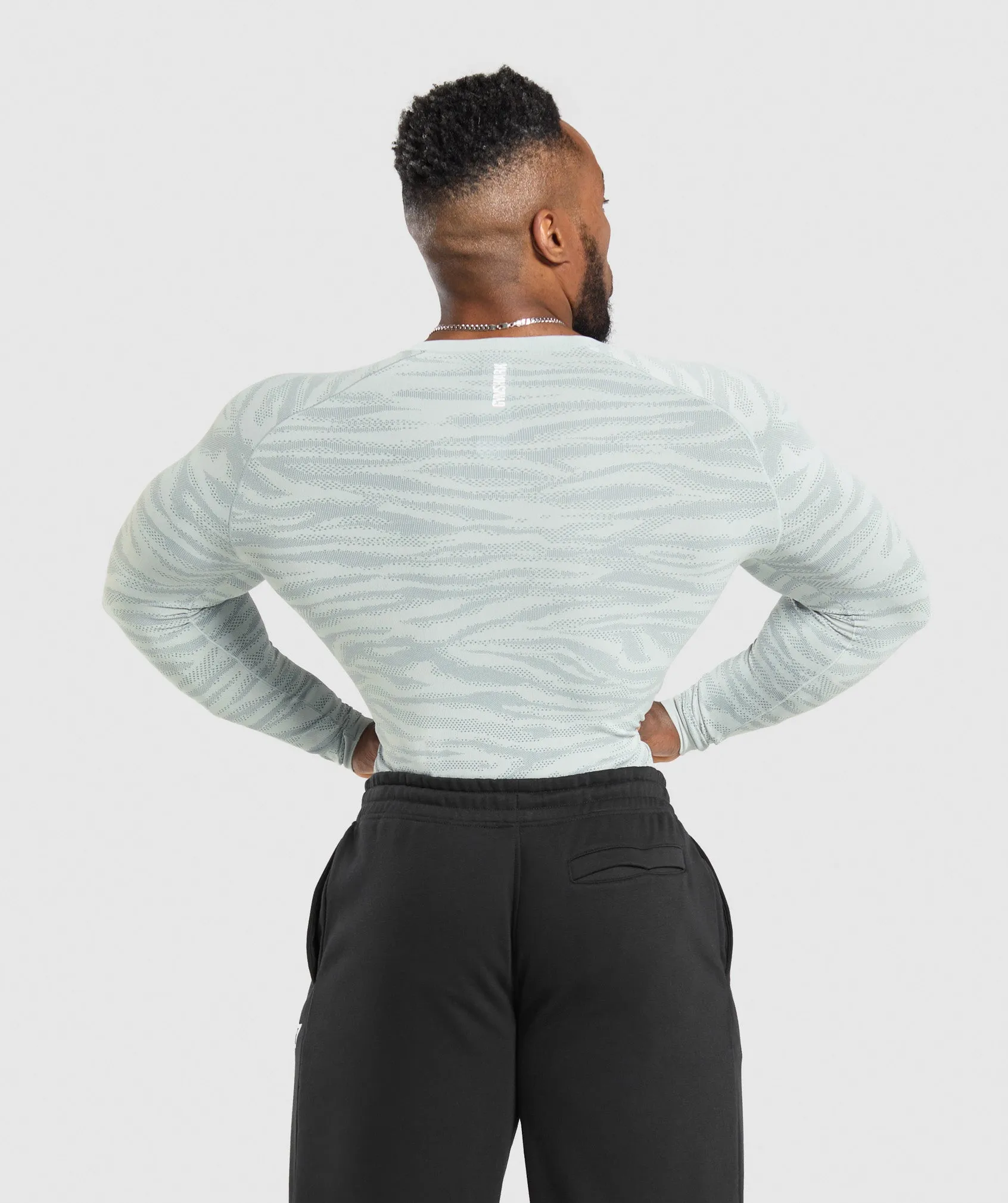 Gymshark Geo Animal Seamless Long Sleeve T-Shirt - Cool Blue/Cargo Blue sold by Gymshark product image thumbnail 4