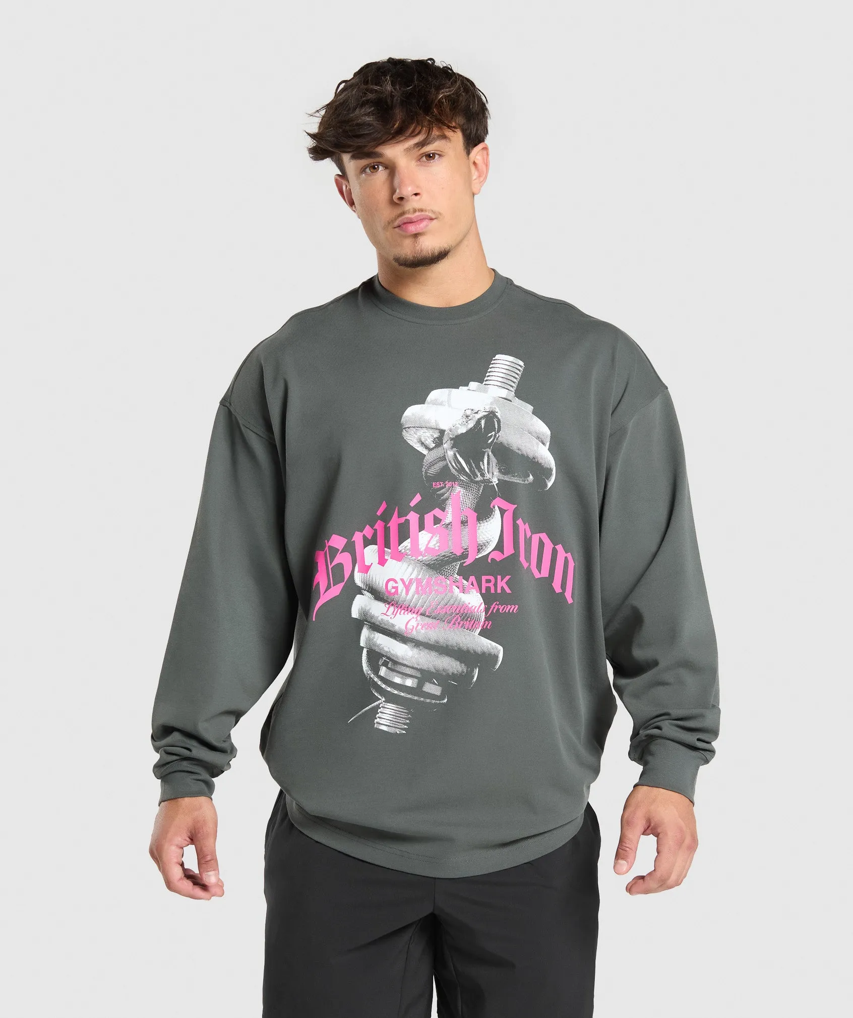 Gymshark British Iron Long Sleeve T-Shirt - Slate Teal sold by Gymshark