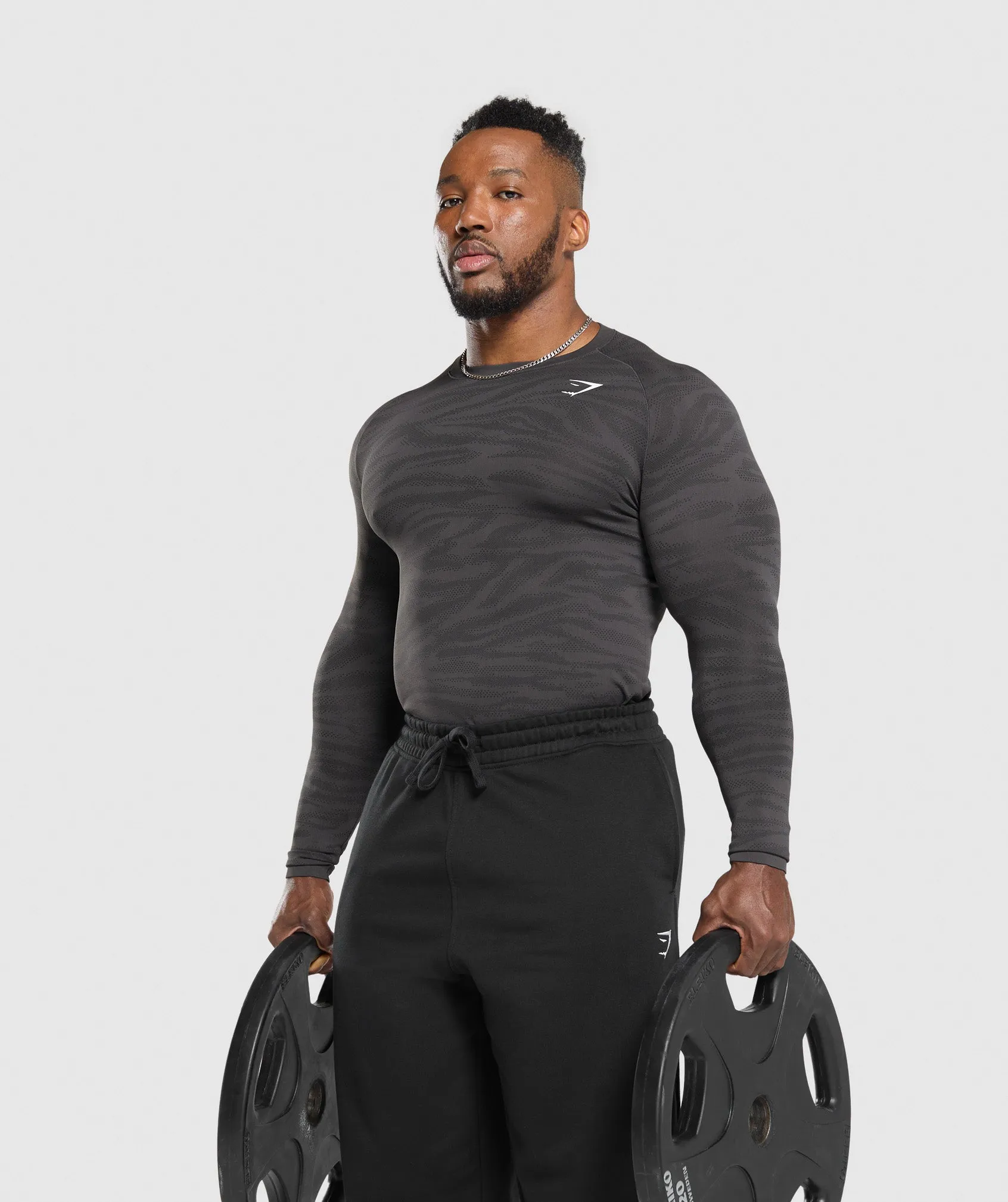Gymshark Geo Animal Seamless Long Sleeve T-Shirt - Onyx Grey/Black sold by Gymshark product image thumbnail 4