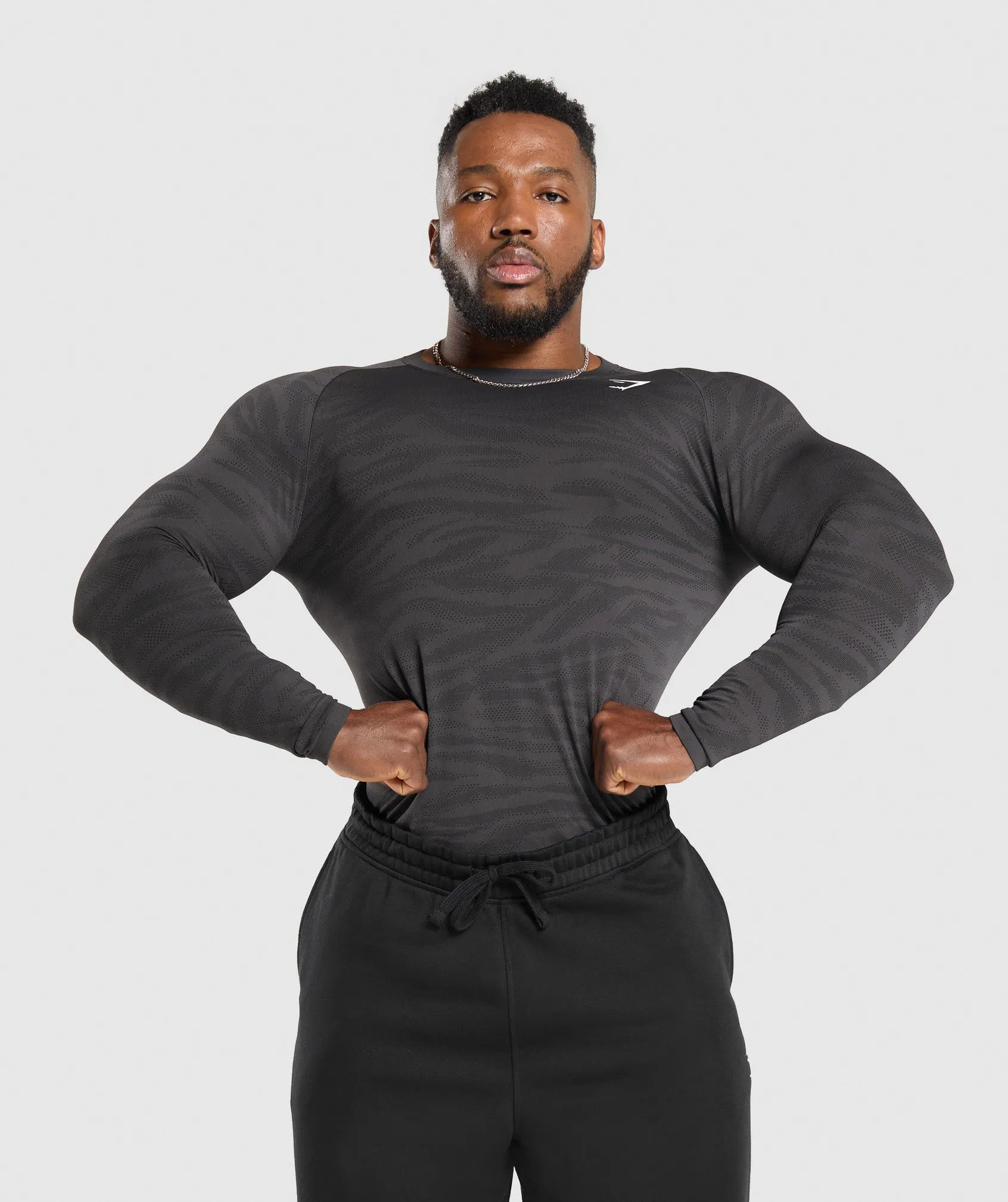 Gymshark Geo Animal Seamless Long Sleeve T-Shirt - Onyx Grey/Black sold by Gymshark product image thumbnail 5