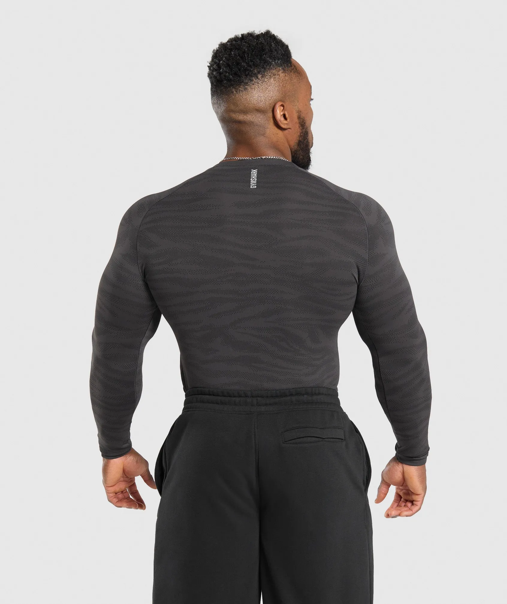 Gymshark Geo Animal Seamless Long Sleeve T-Shirt - Onyx Grey/Black sold by Gymshark product image thumbnail 2