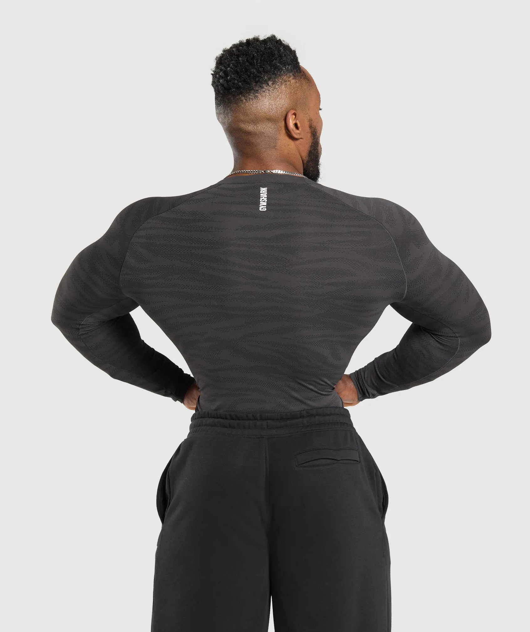 Gymshark Geo Animal Seamless Long Sleeve T-Shirt - Onyx Grey/Black sold by Gymshark product image thumbnail 3